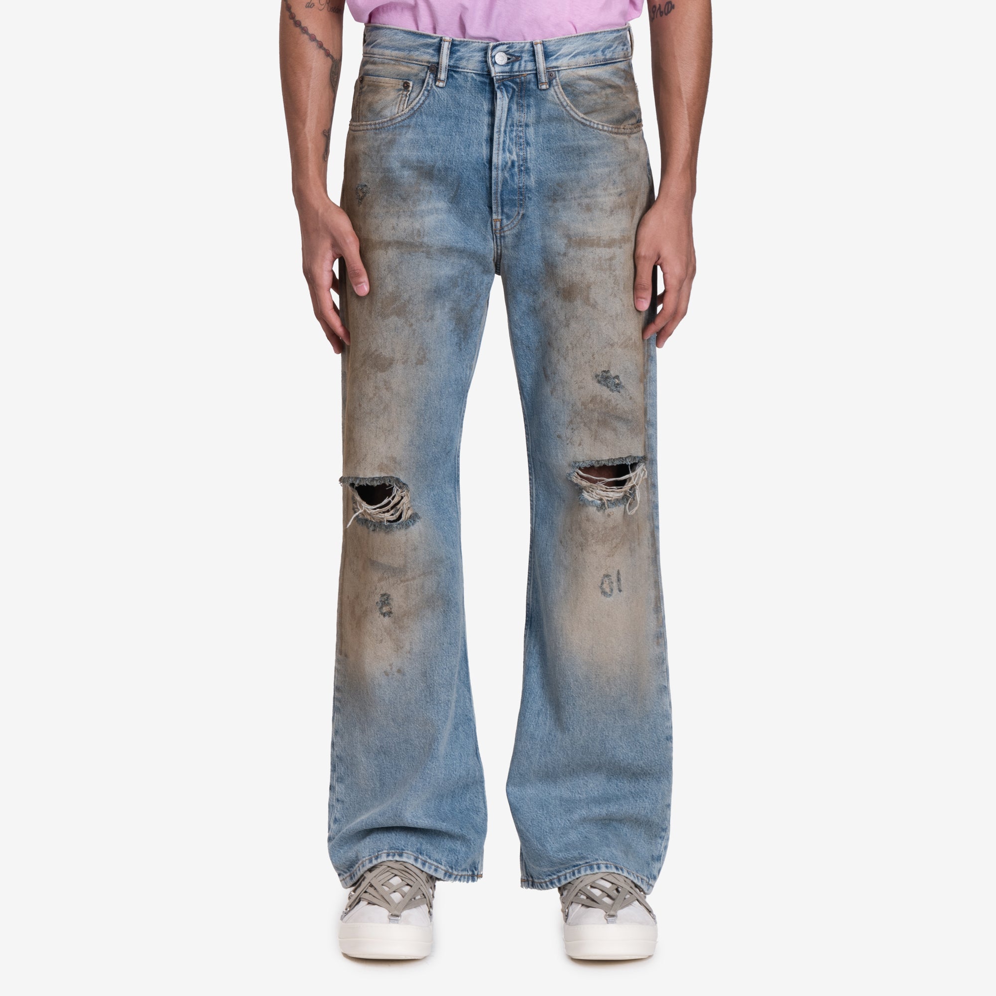 Acne Studios 2021M Penicillin Loose Fit Jeans Mid Blue - 1