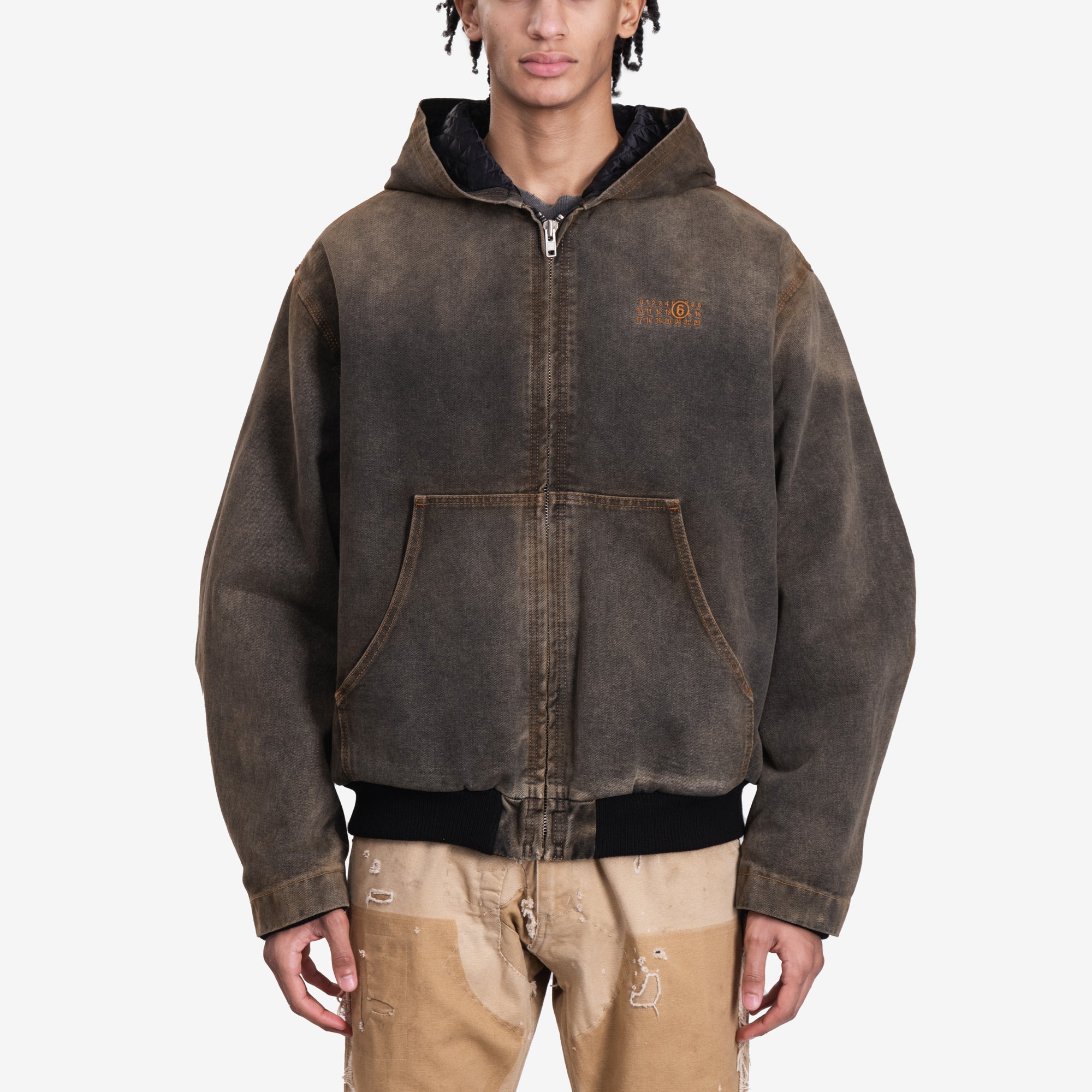 MM6 Worker Zip Hoody Brown - 1