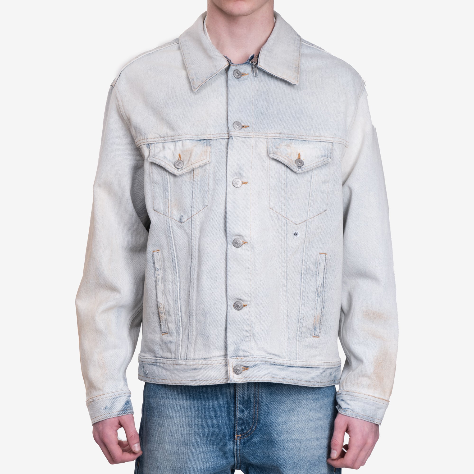 MM6 Zip Collar Denim Jacket Light Blue - 1