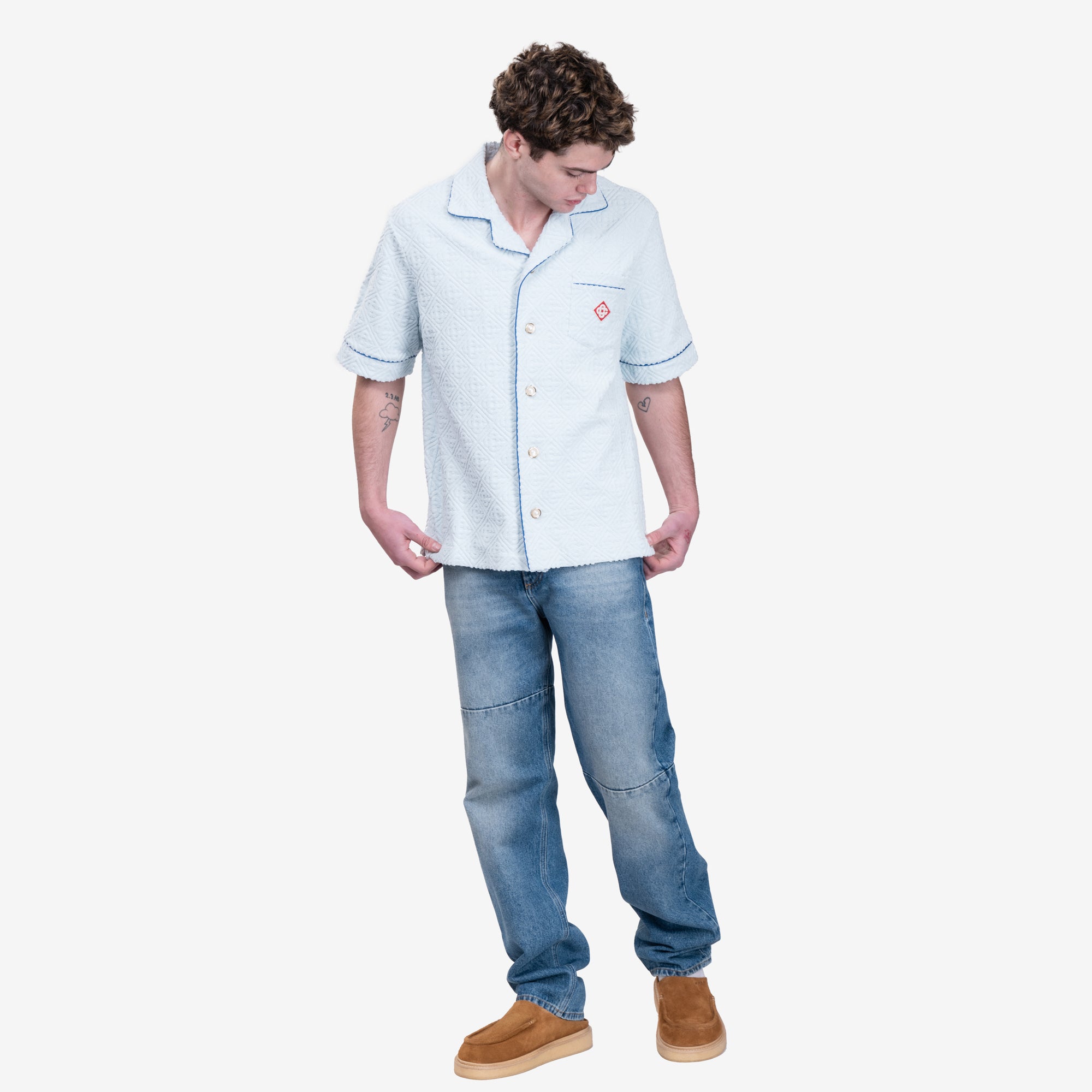Casablanca Towelling Monogram SS Shirt Light Blue - 2