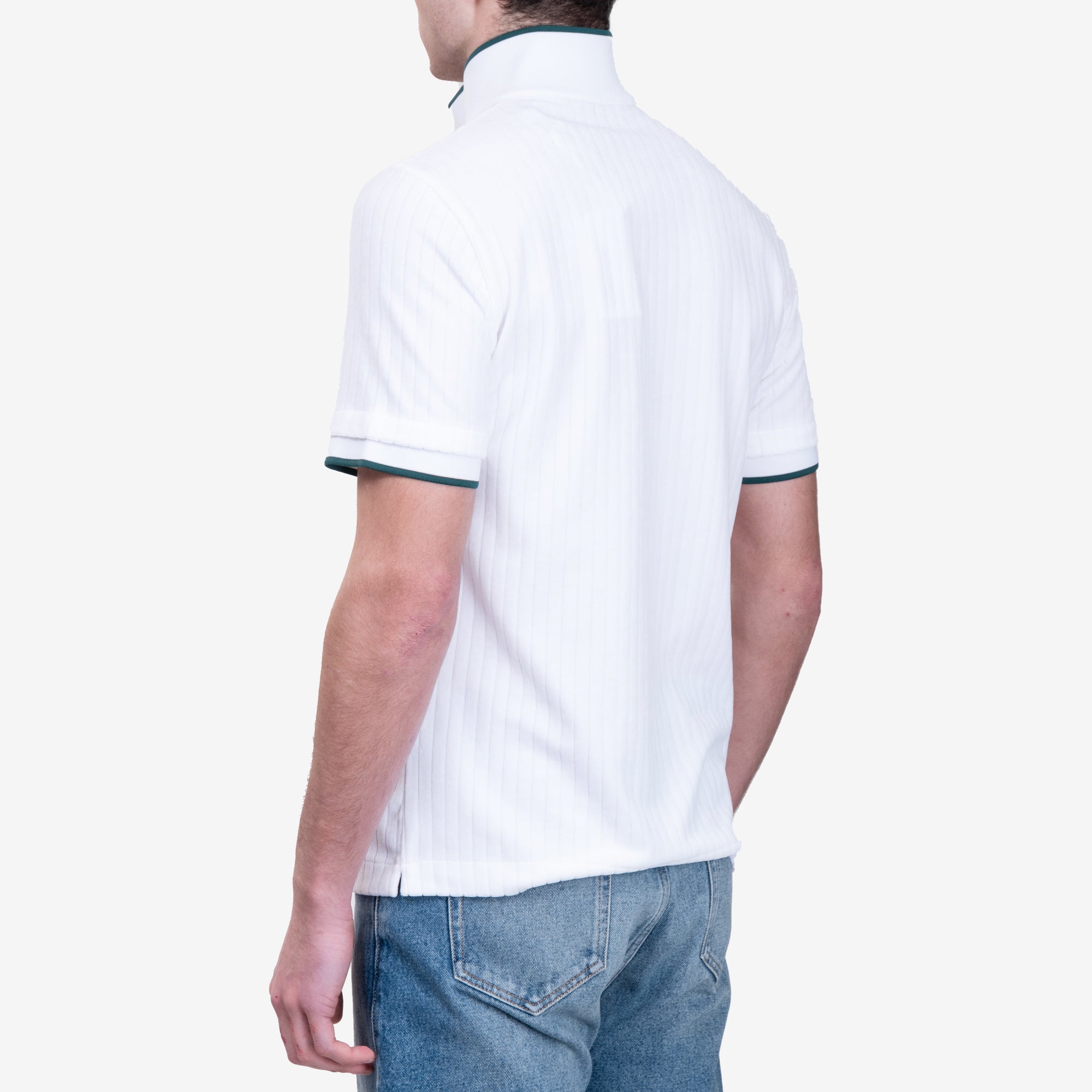 Casablanca Quarter Zip Velour Top White - 4