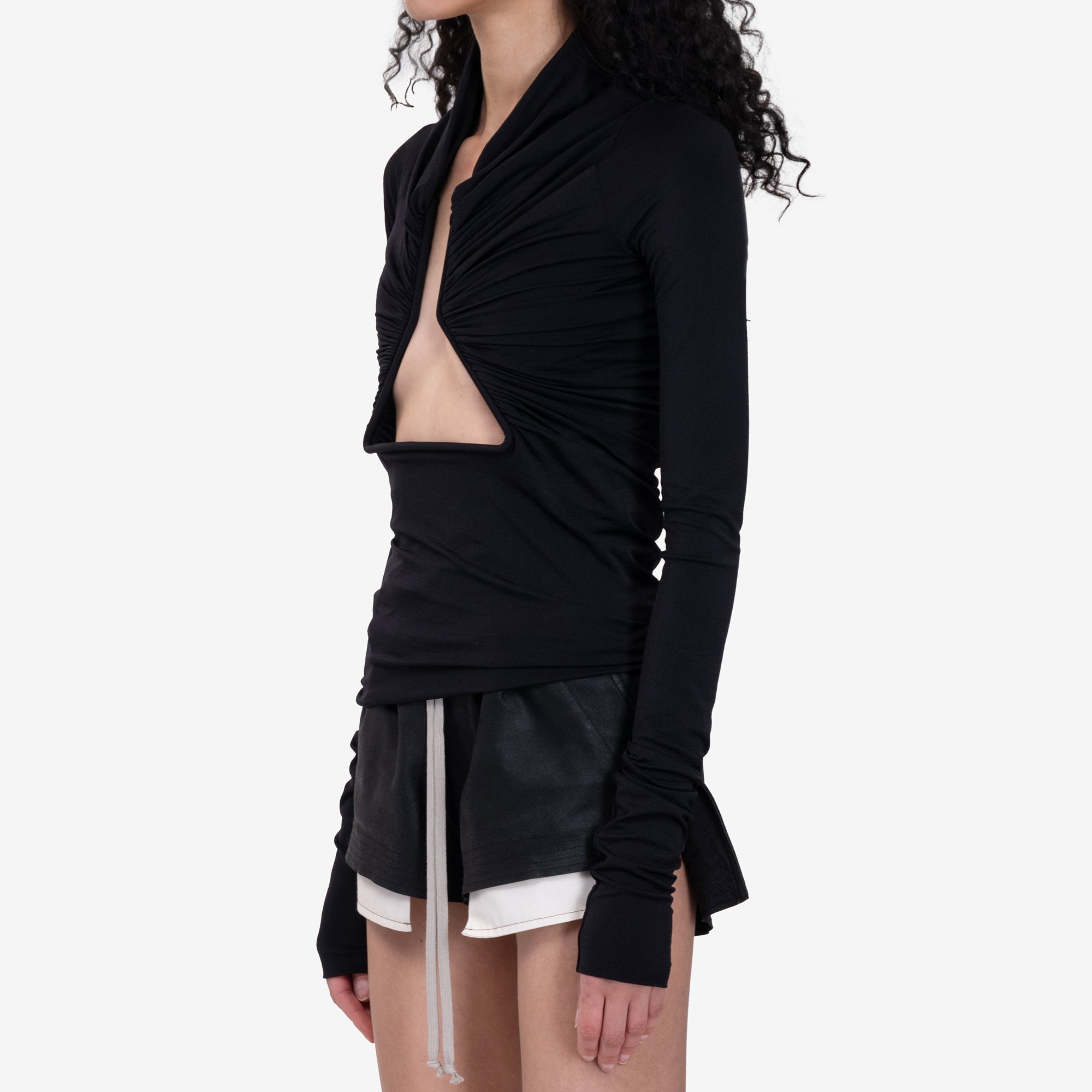 Rick Owens Womens Long Sleeve Prong Top Black - 3