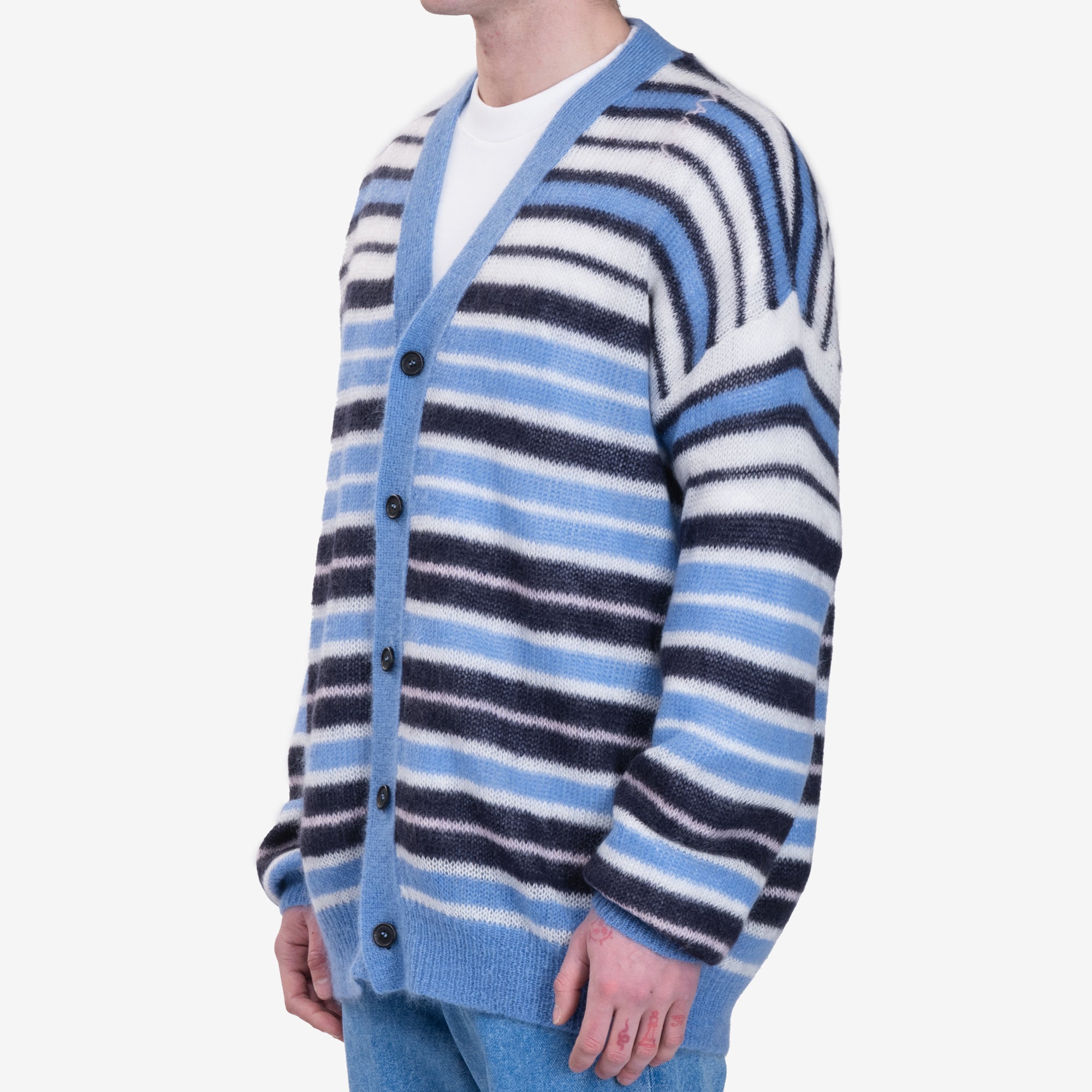 MARNI Fuzzy Wuzzy Stripe Cardigan Blue Lilac - 3