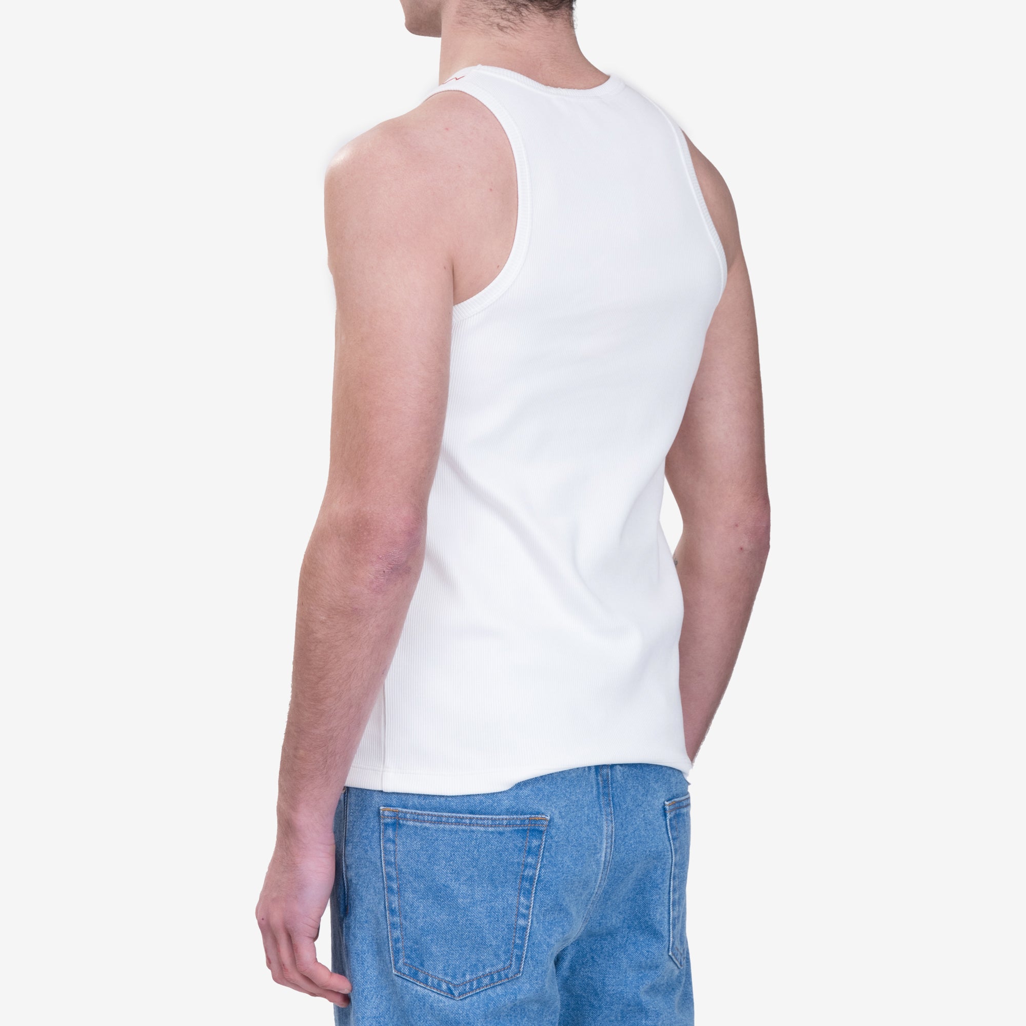 MARNI Shoulder Logo Ribbed Tank Top Lily White - 4