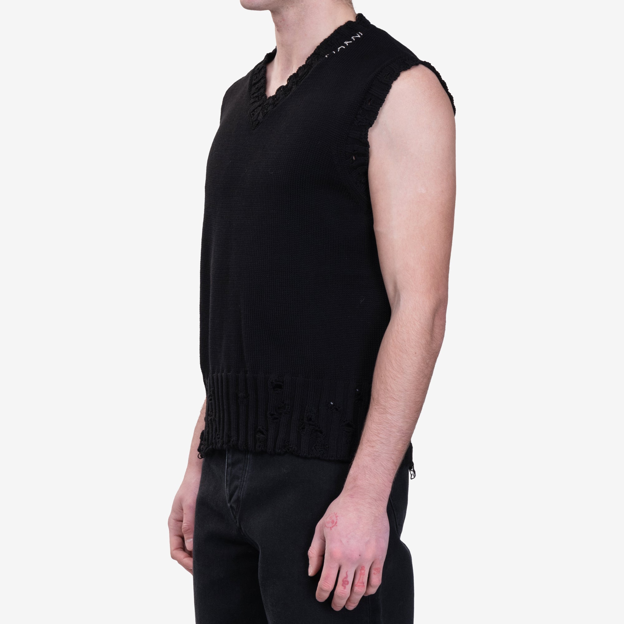 MARNI Distressed Sweater Vest Black - 3