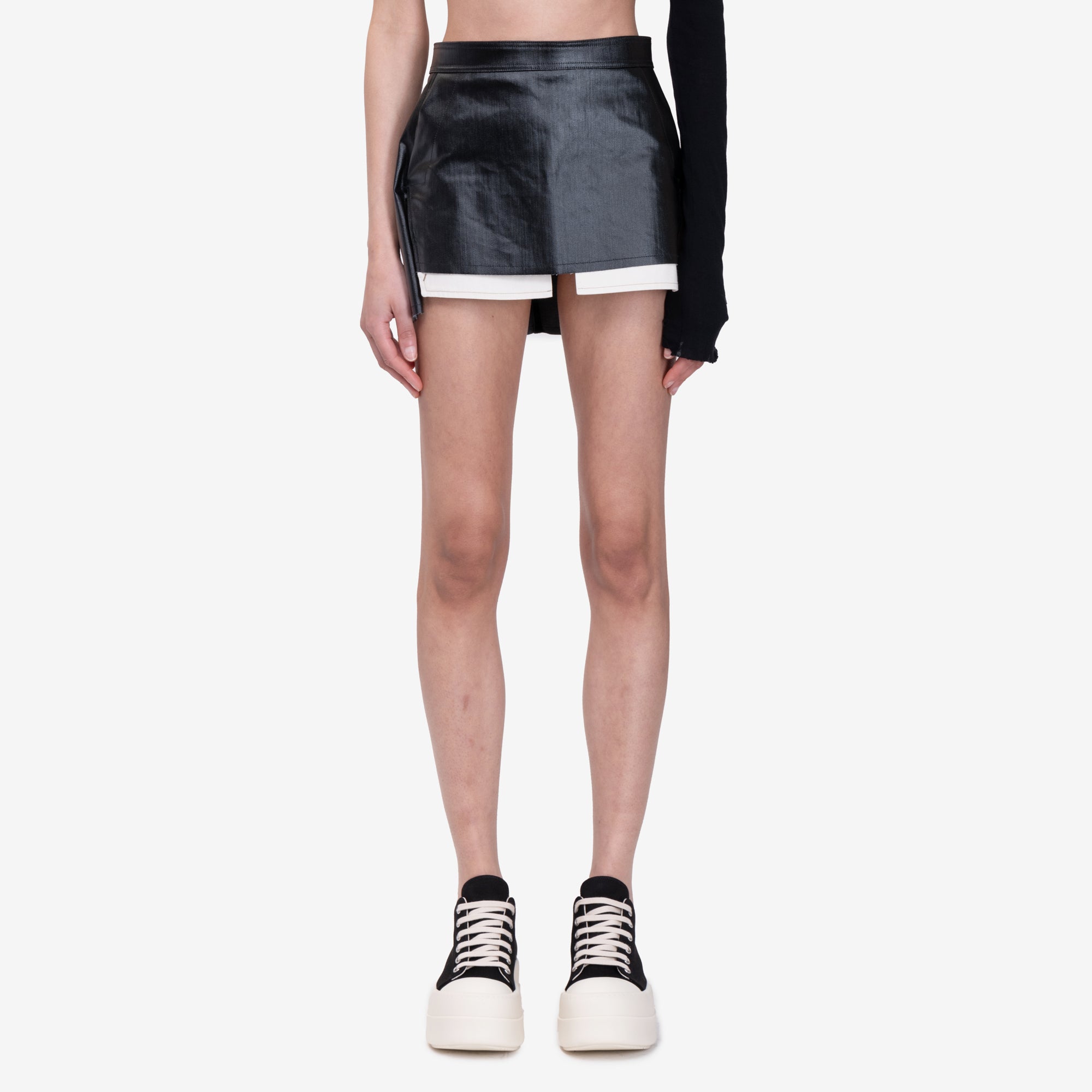 Rick Owens Womens Fog Cut Off Mini Skirt Black - 1