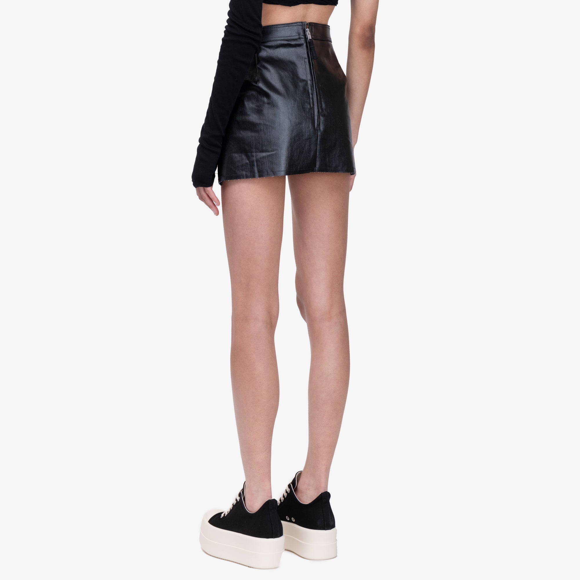 Rick Owens Womens Fog Cut Off Mini Skirt Black - 4