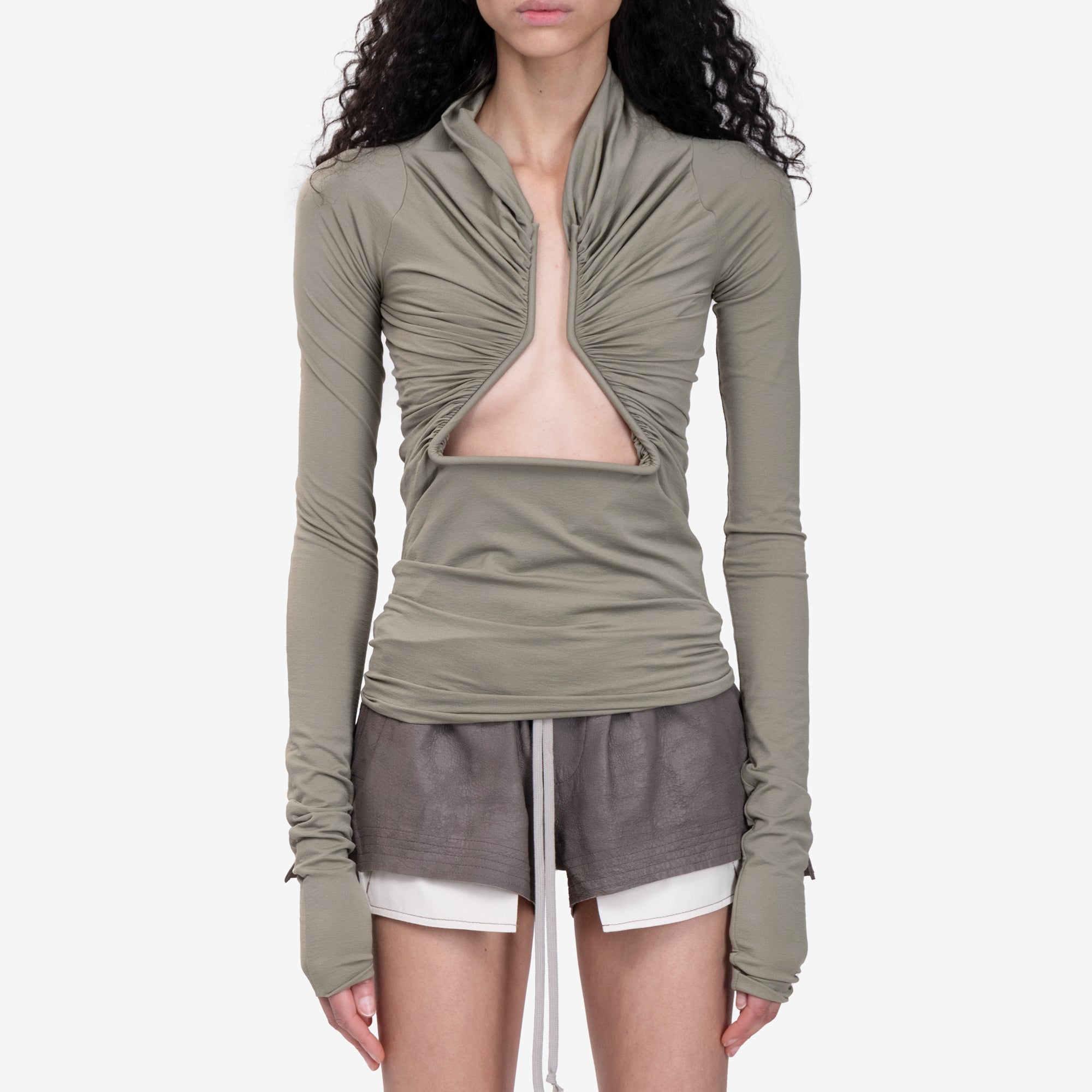 Rick Owens Womens Long Sleeve Prong Celadon Top Celadon - 1