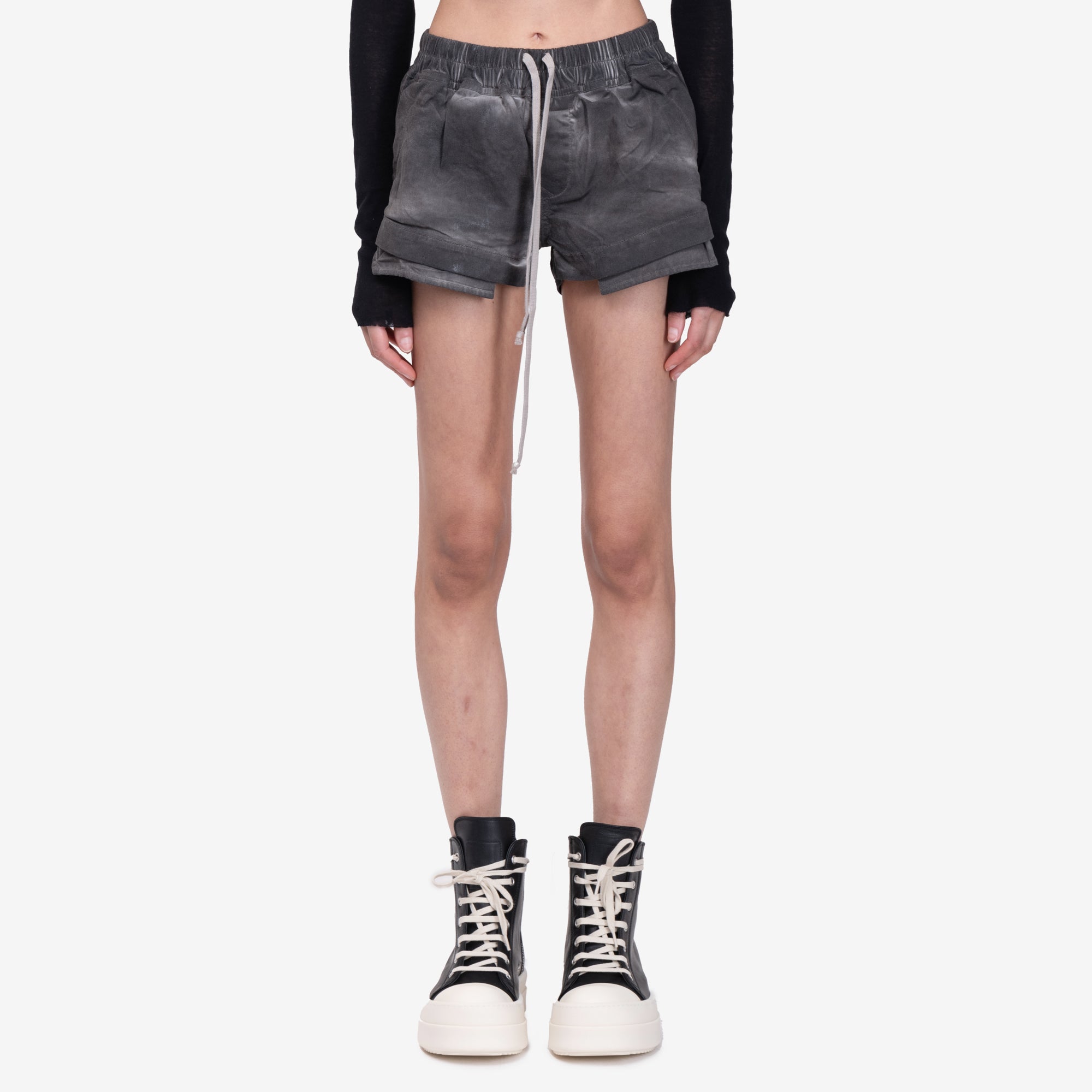 Rick Owens DRKSHDW Womens Fog Denim Boxer Shorts Dark Dust - 1