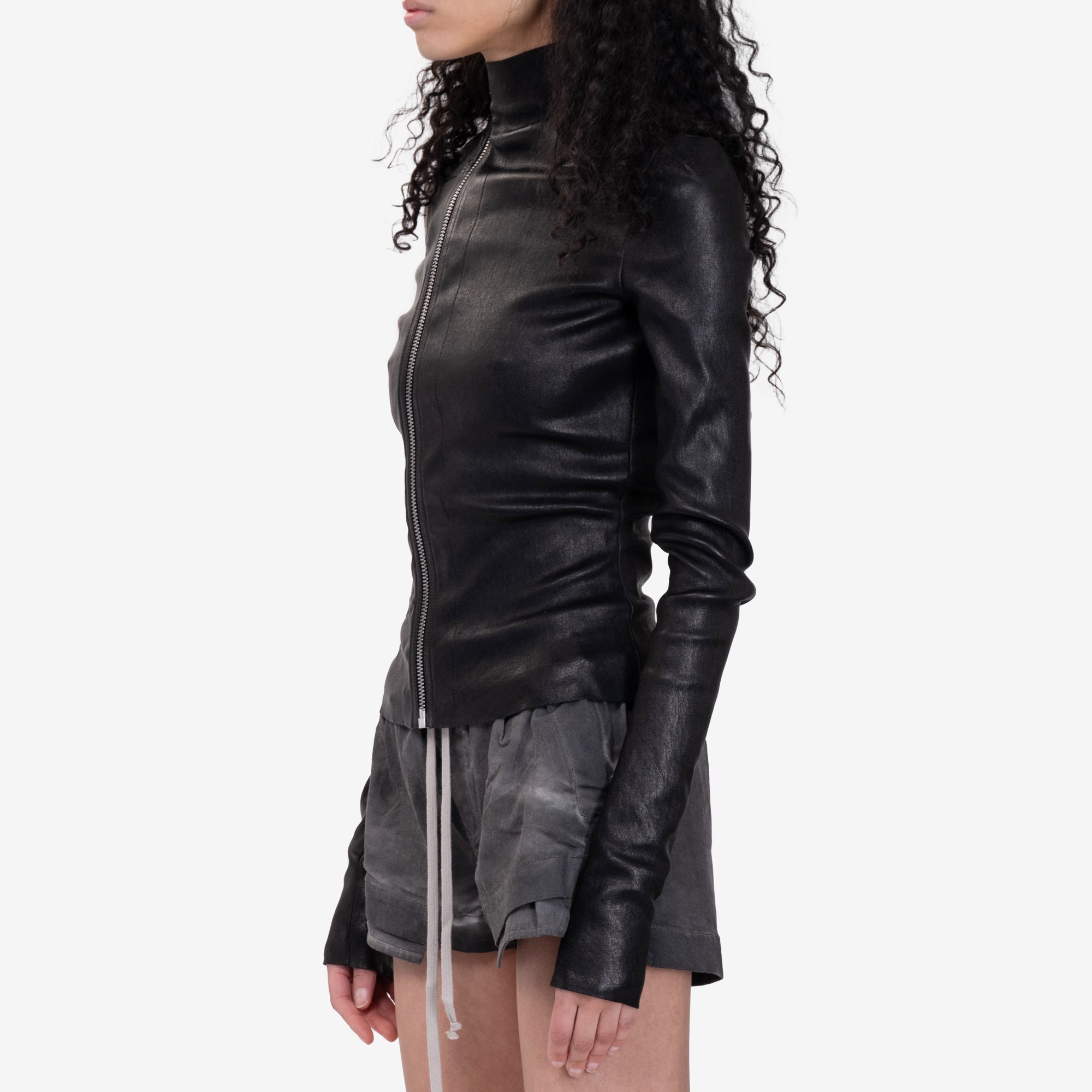 Rick Owens Womens Gary Leather Jacket Black - 3