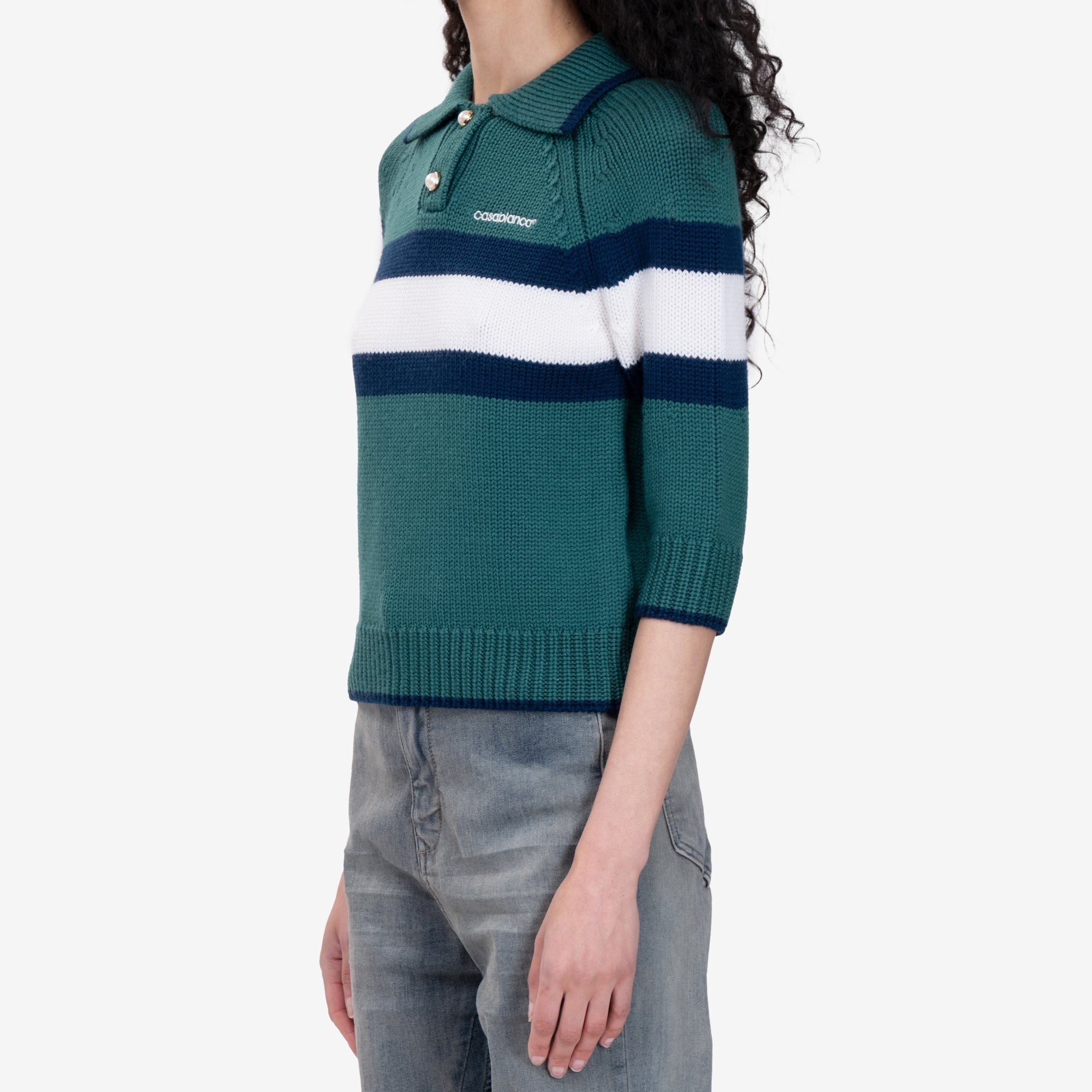 Casablanca Womens Colour Block Polo Green - 3