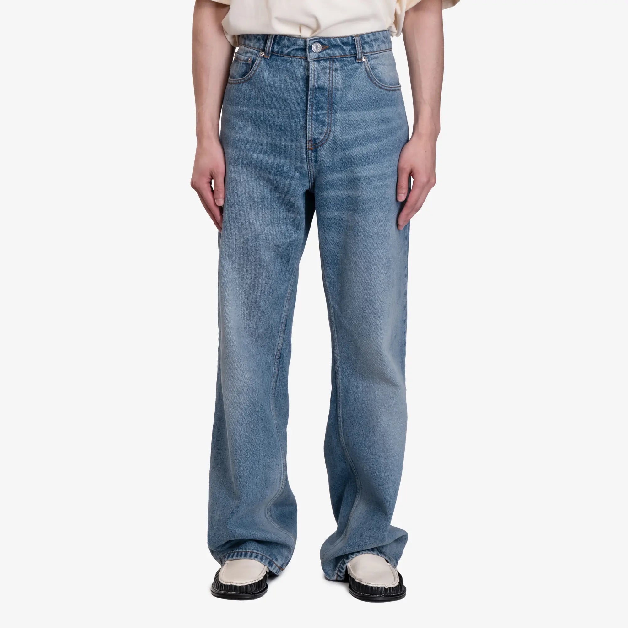 AMI Large Fit Jeans Used Blue - 1