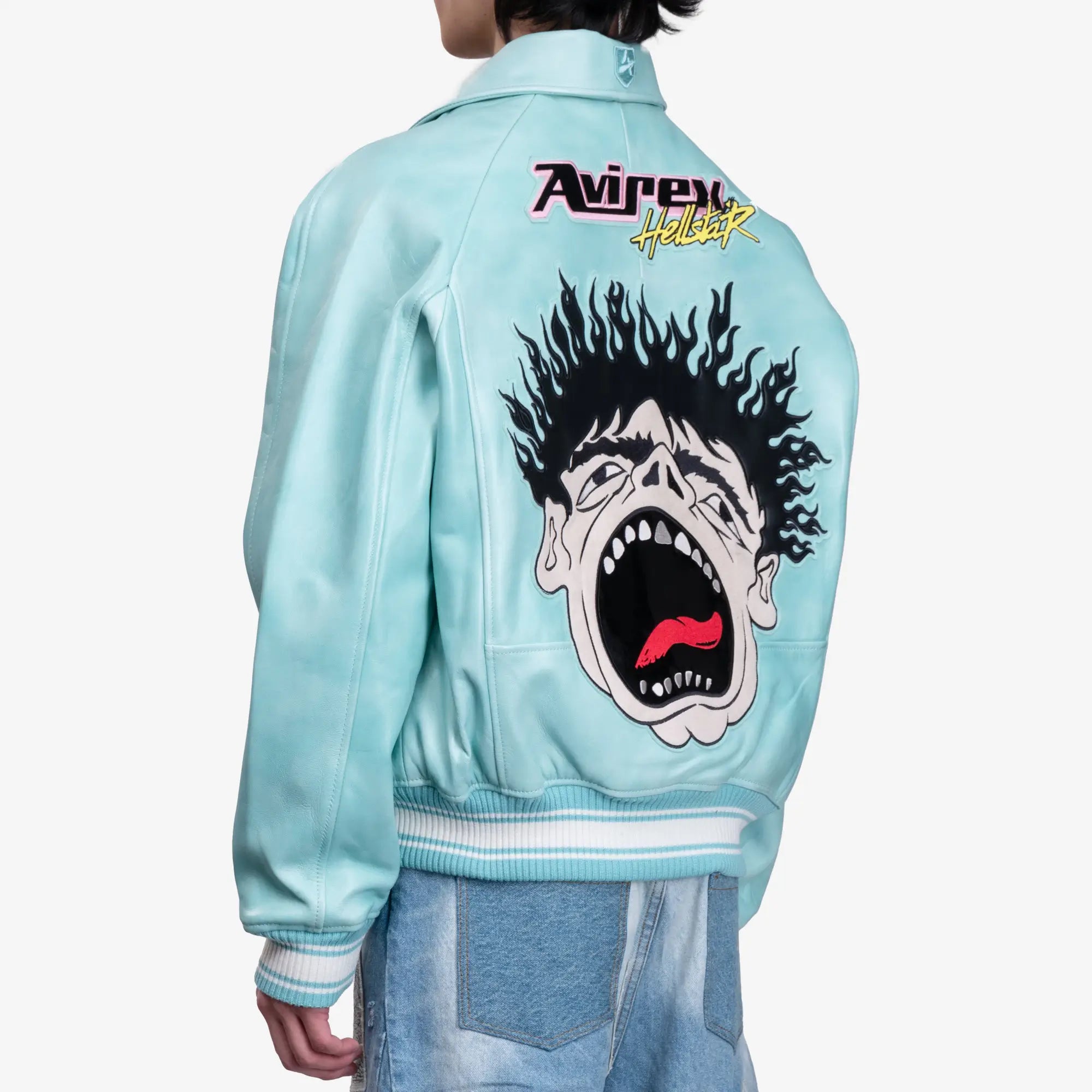 HELLSTAR Avirex Icon Leather Jacket Blue - 4