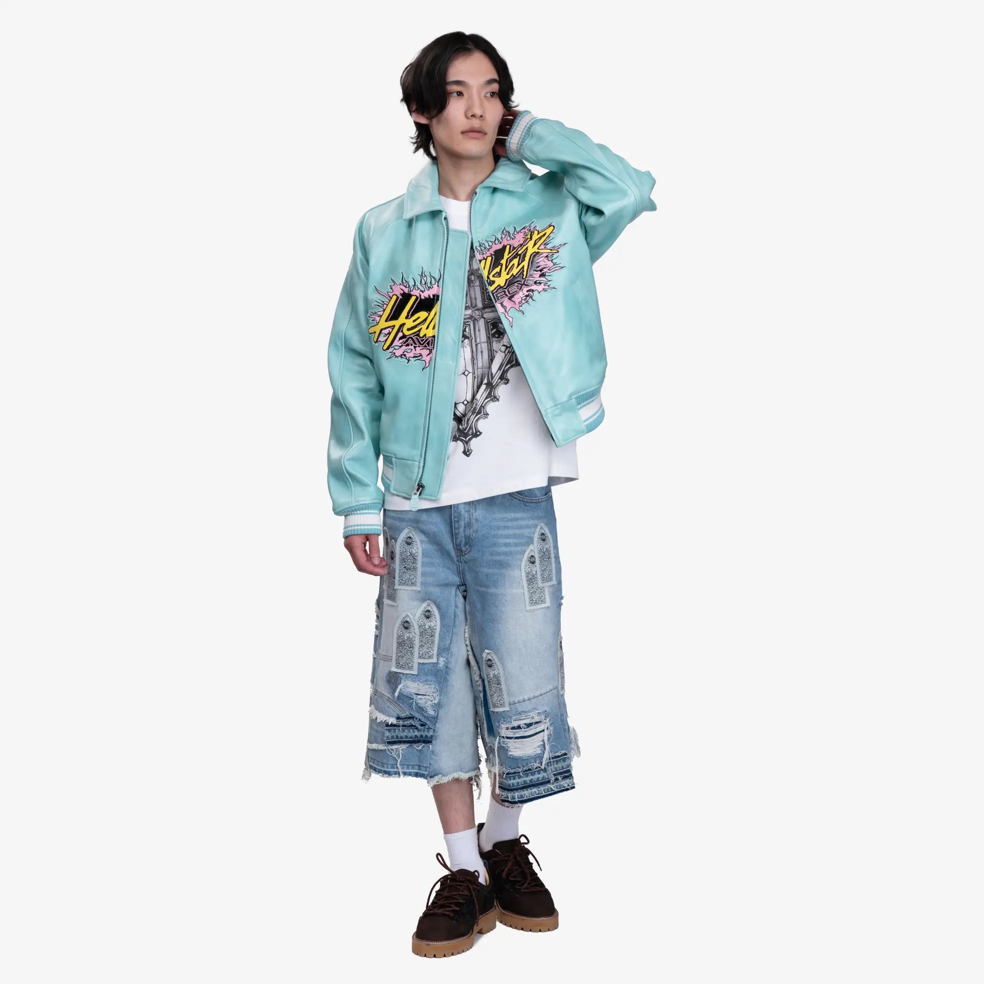 Who Decides War Patched Arch Repaired Blowout Shorts Sky - 2