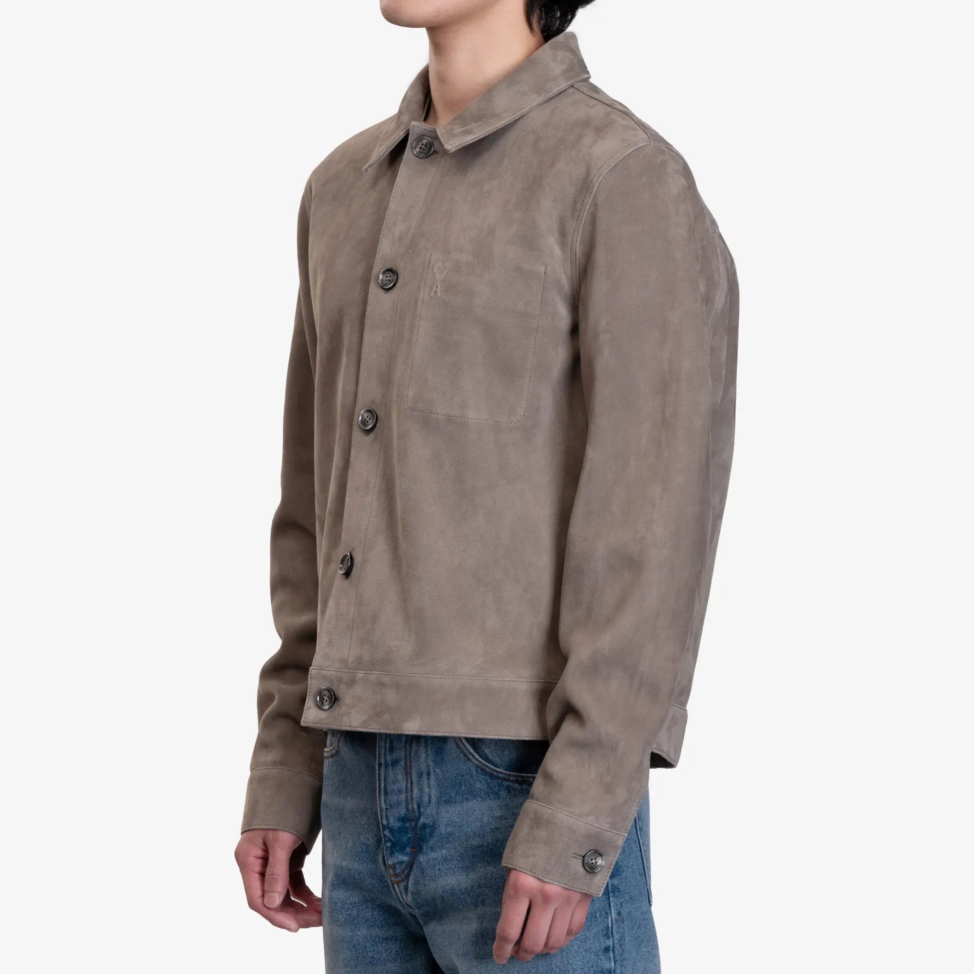 AMI Cuir Buttoned Jacket Ash - 3