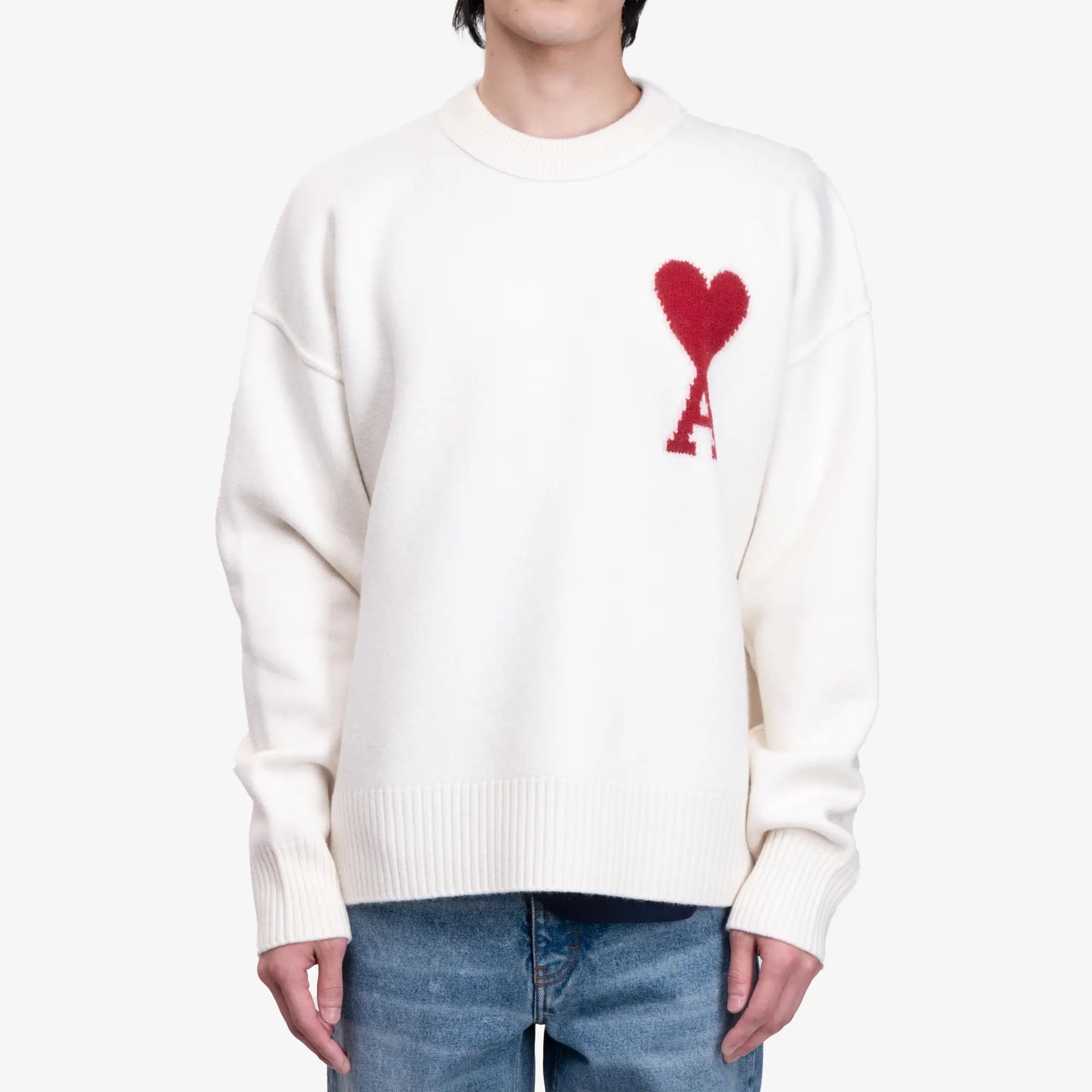 AMI Red Ami de Coeur Sweater Off White - 1