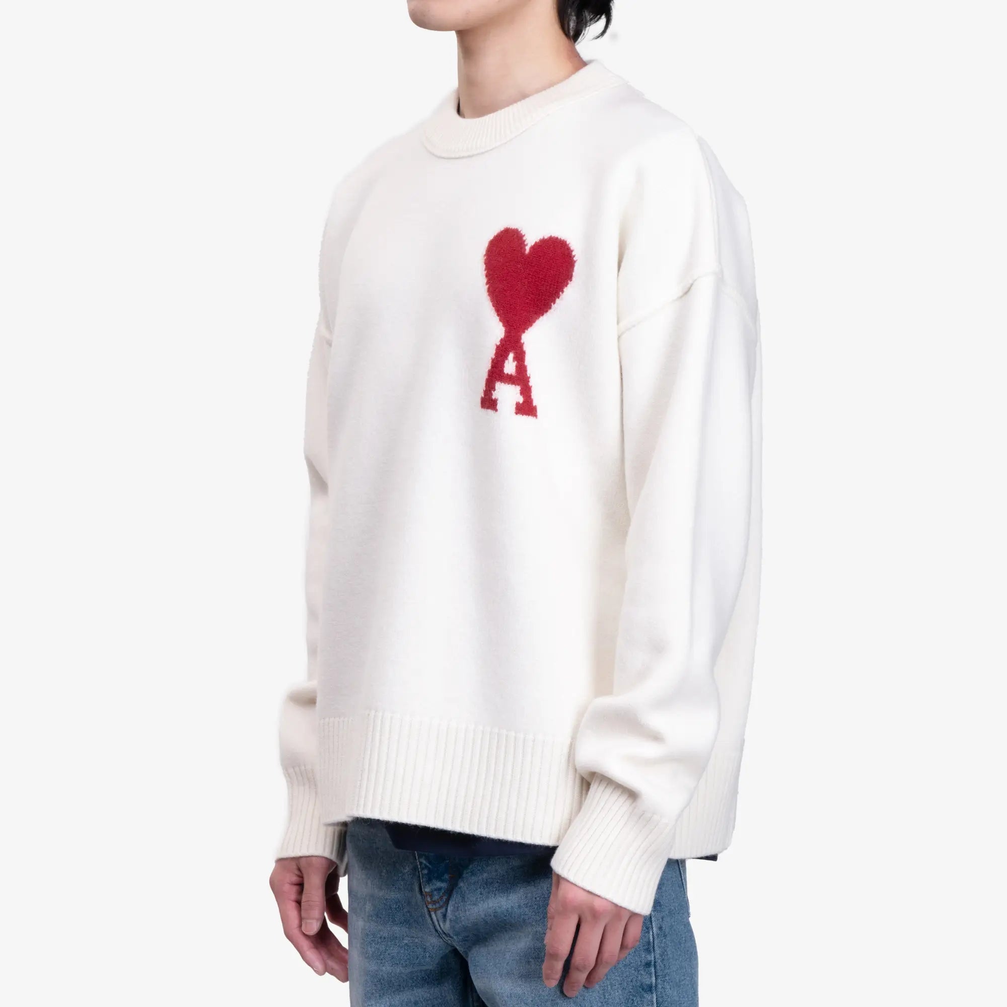 AMI Red Ami de Coeur Sweater Off White - 3