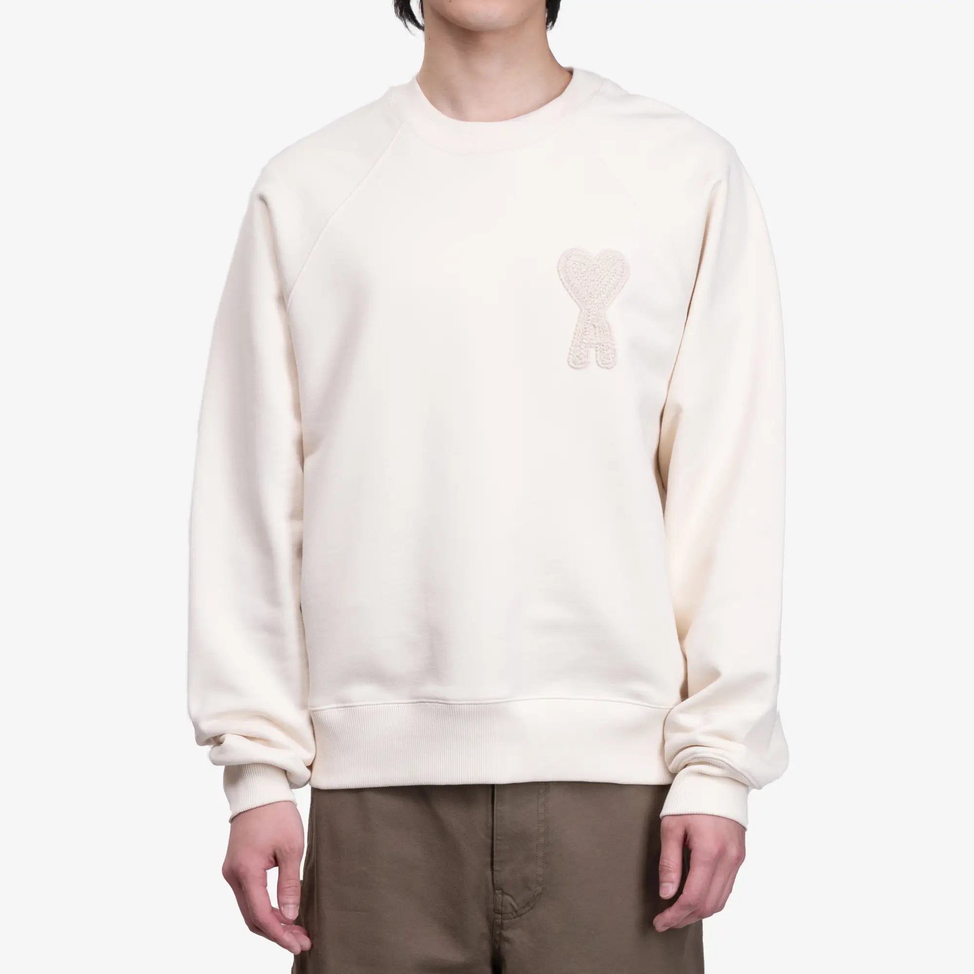 AMI ADC Patch Sweatshirt White Cream - 1