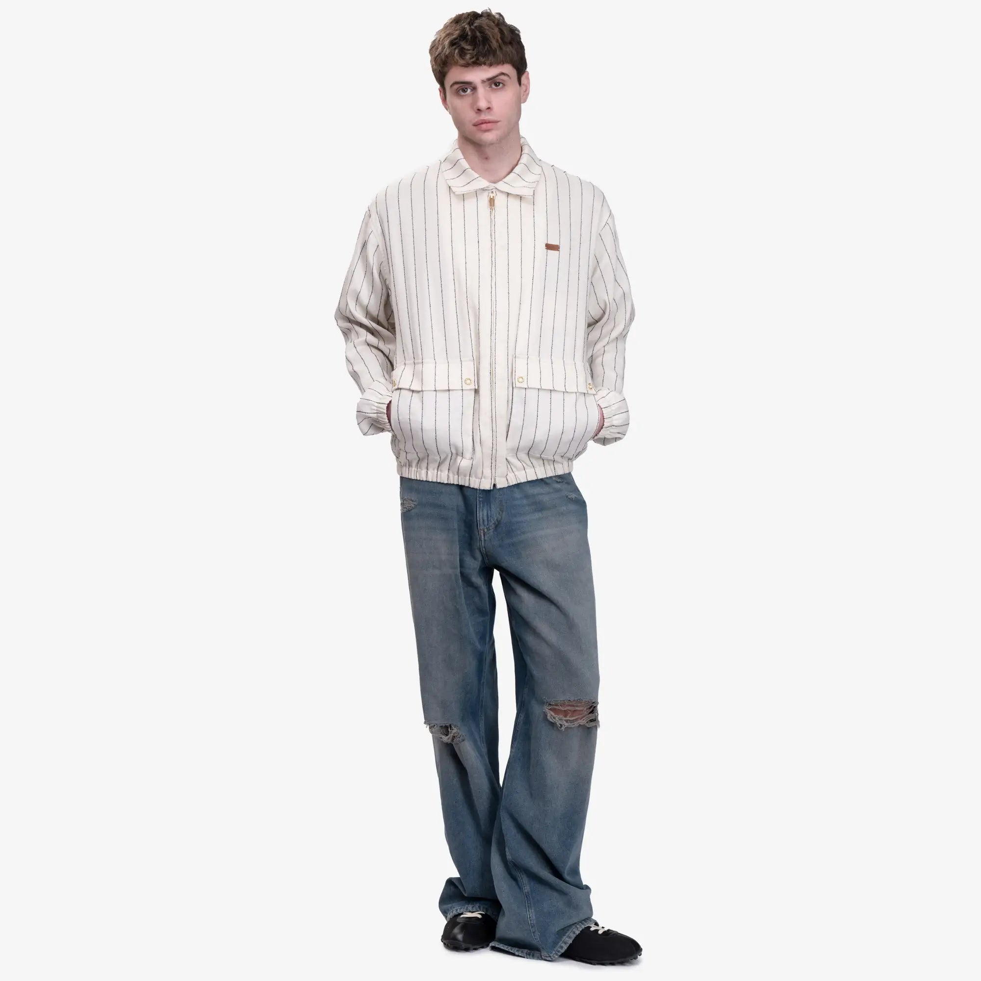 Drôle de Monsieur Le Blouson Drôle Rayures Ecru - 2