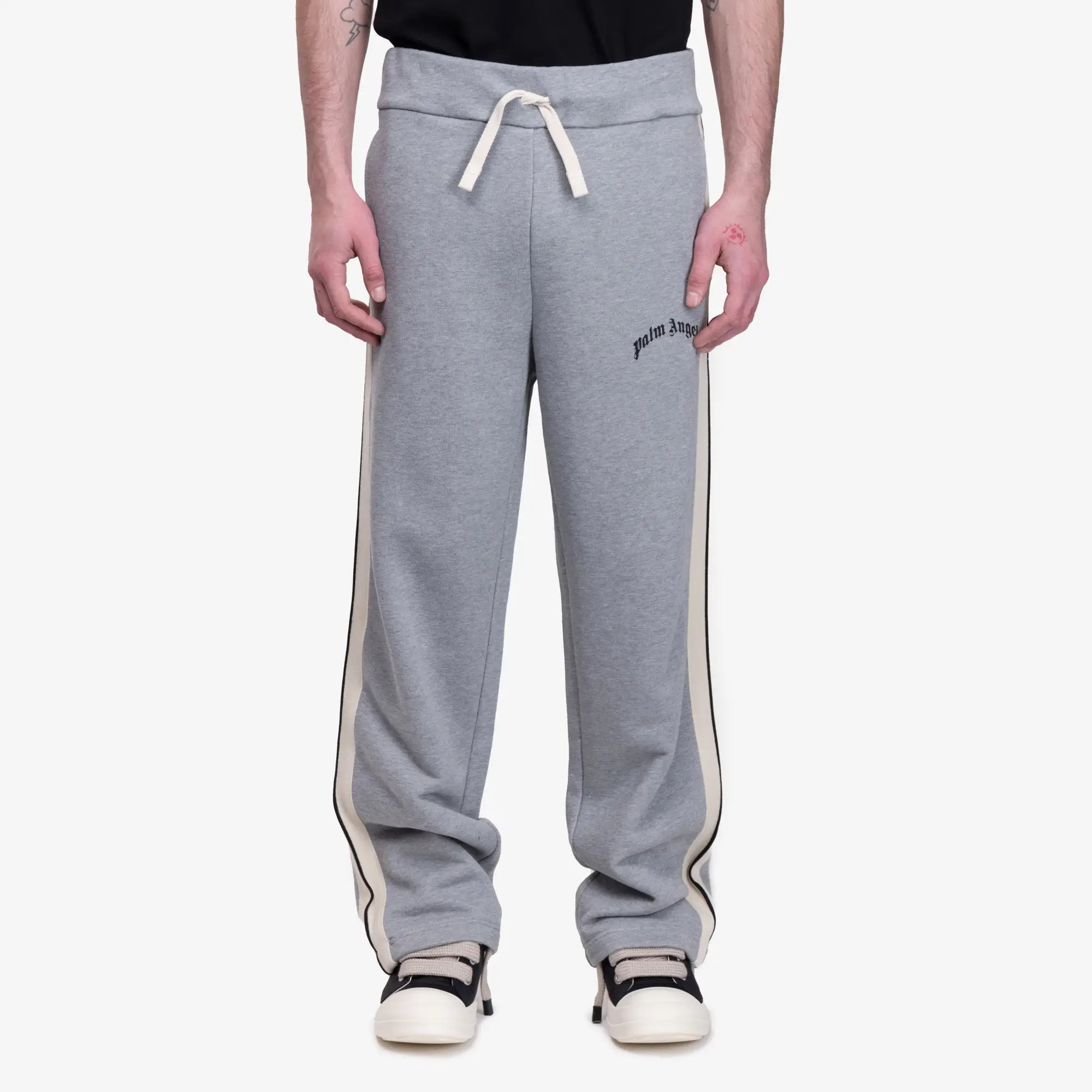 Palm Angels Curved Logo Track Sweatpants Melange Grey - 1