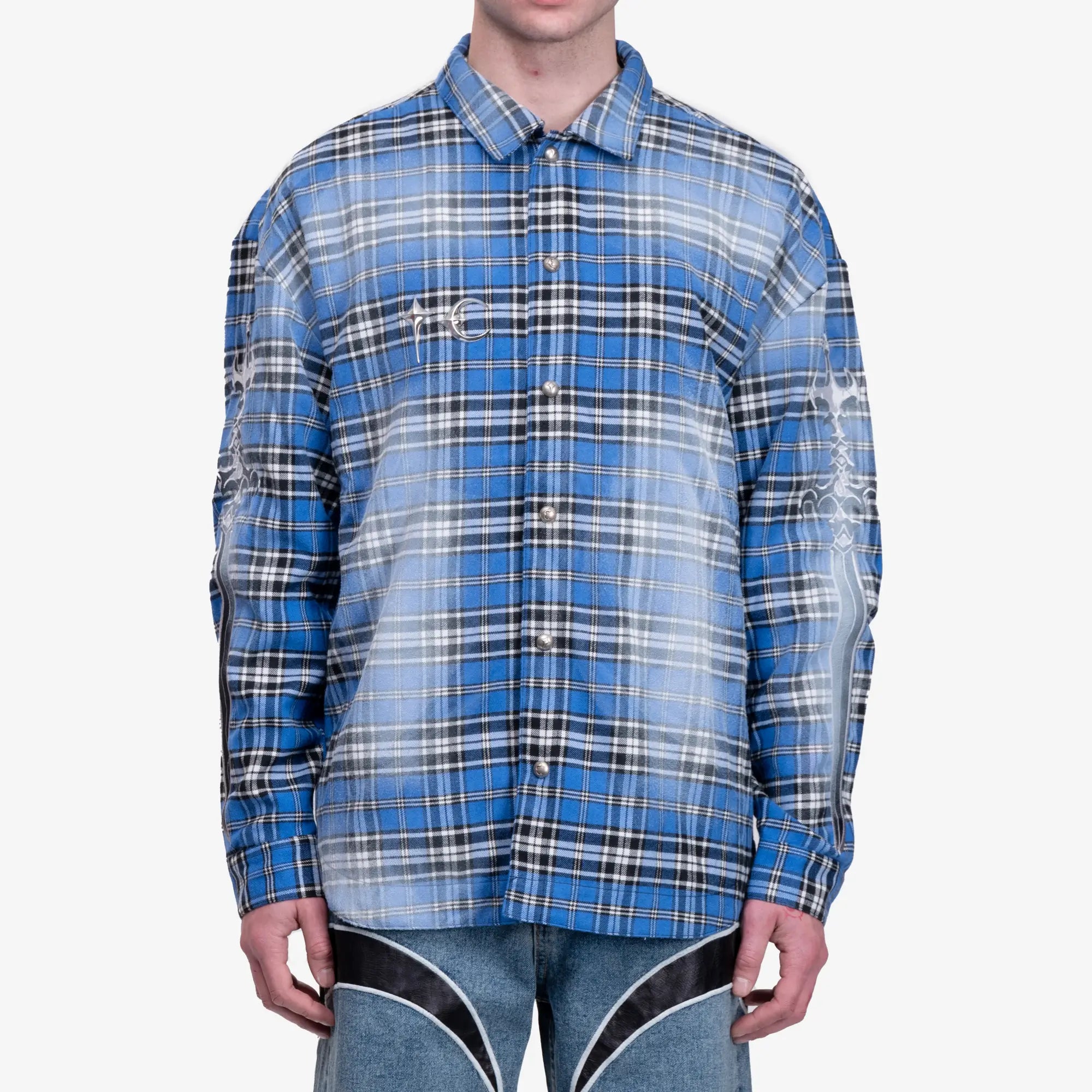 Thug Club Arab Sword Flannel Shirt Blue - 1