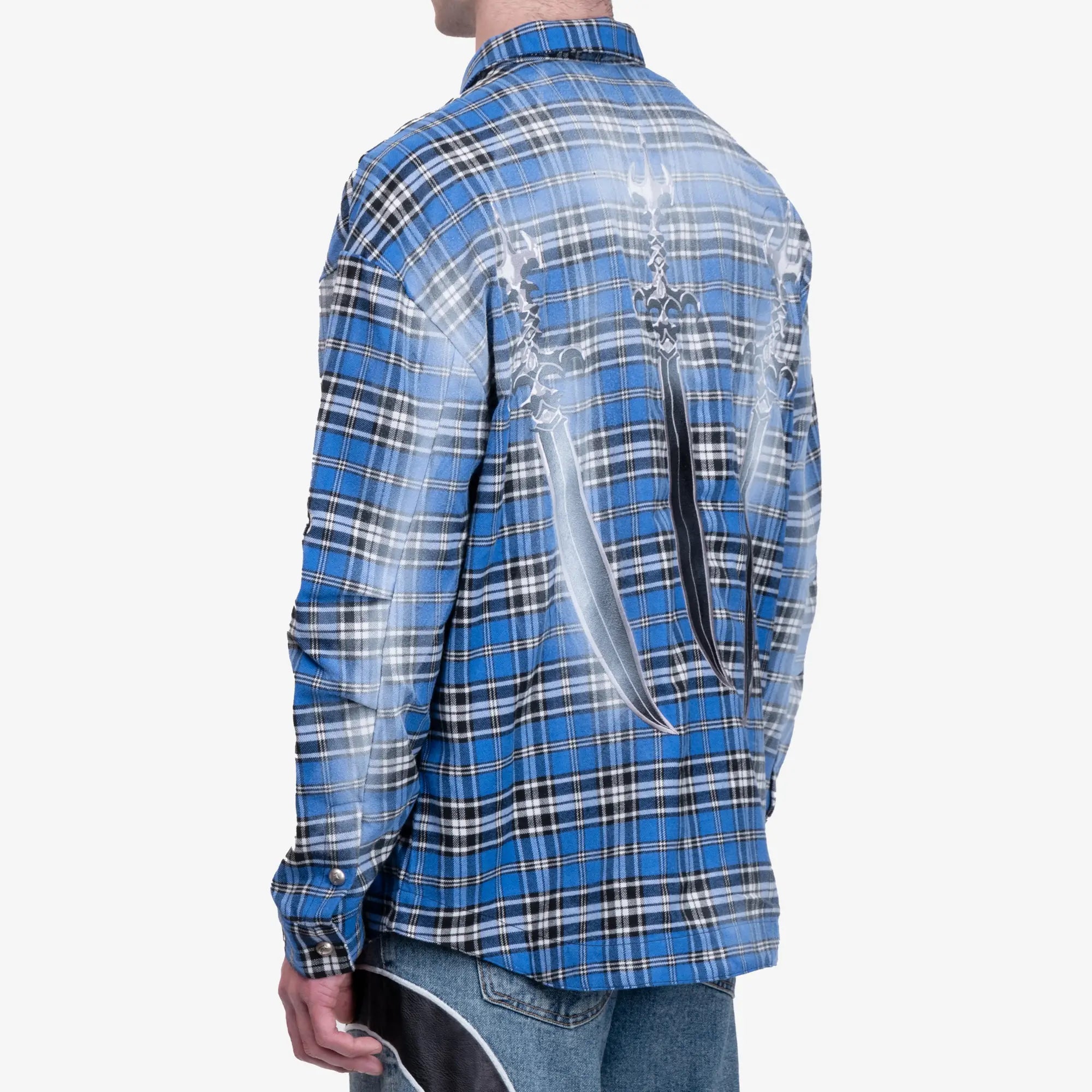Thug Club Arab Sword Flannel Shirt Blue - 4