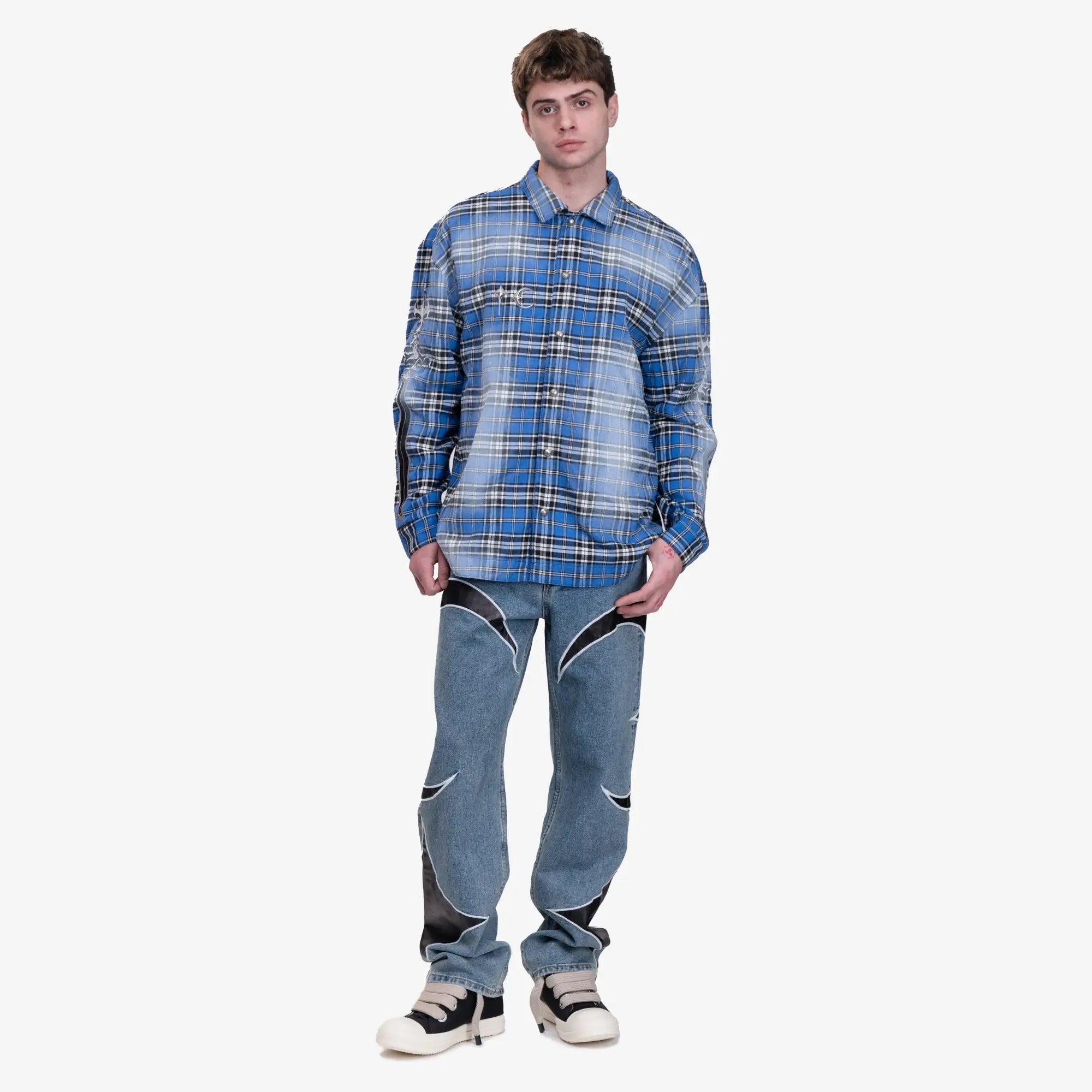 Thug Club Arab Sword Flannel Shirt Blue - 2