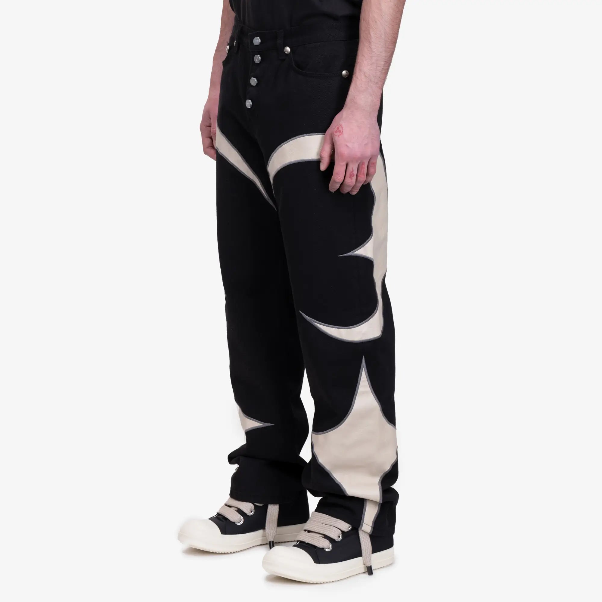 Thug Club TC Leather Washing Jeans Black/White - 3