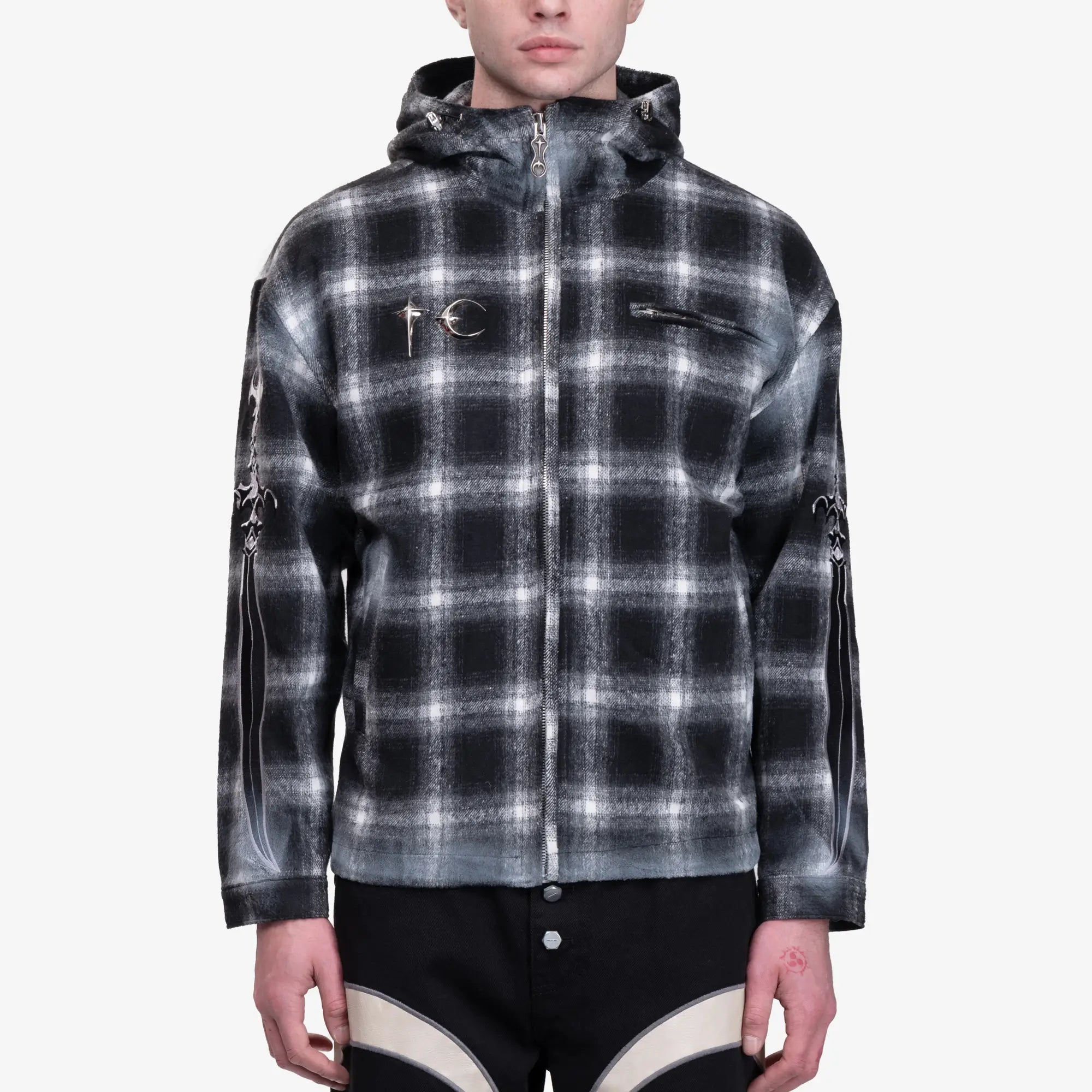Thug Club Arab Sword Flannel Zip Jacket Black - 1