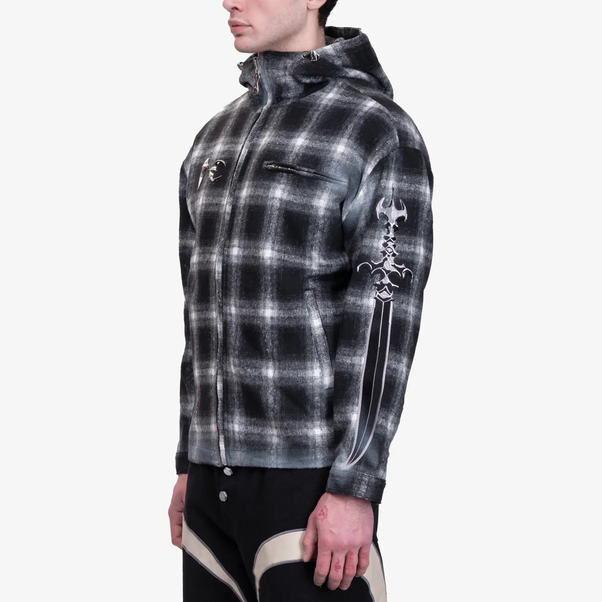 Thug Club Arab Sword Flannel Zip Jacket Black - 3