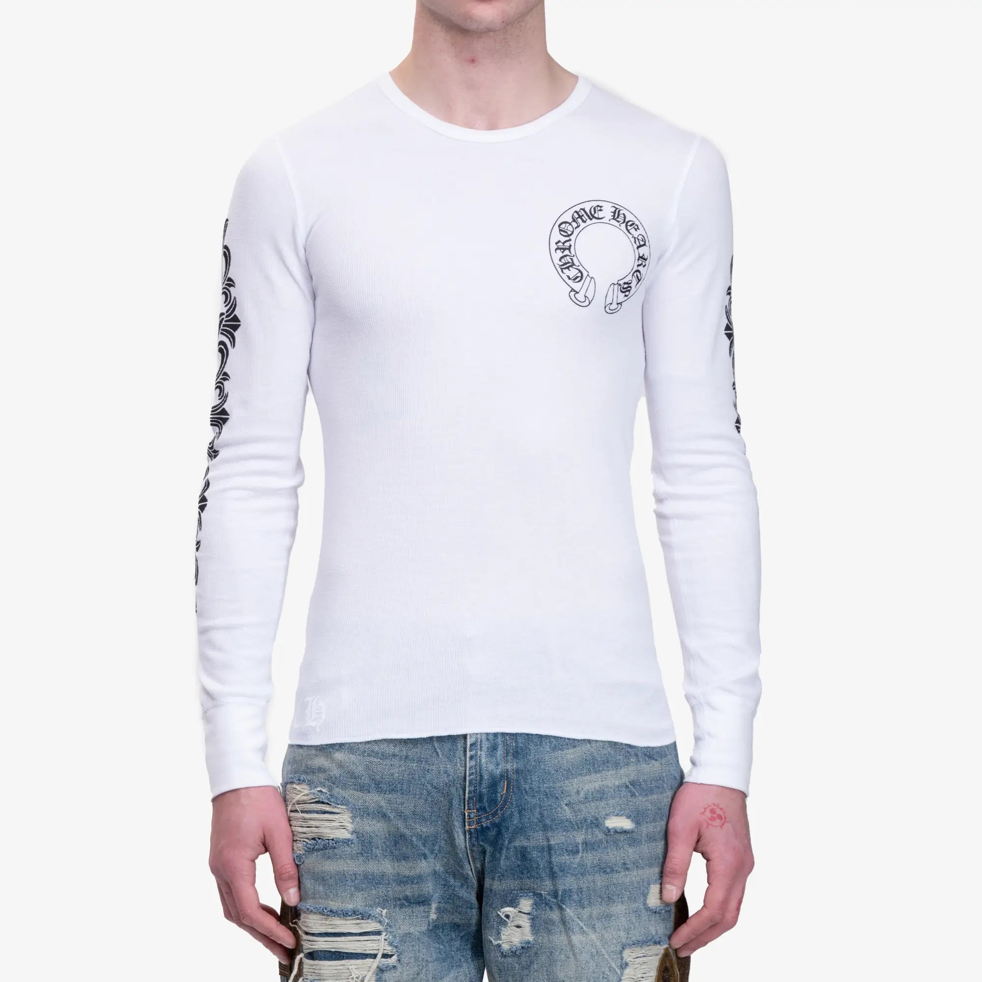 Chrome Hearts CH Floral Thermal LS T-Shirt White - 1
