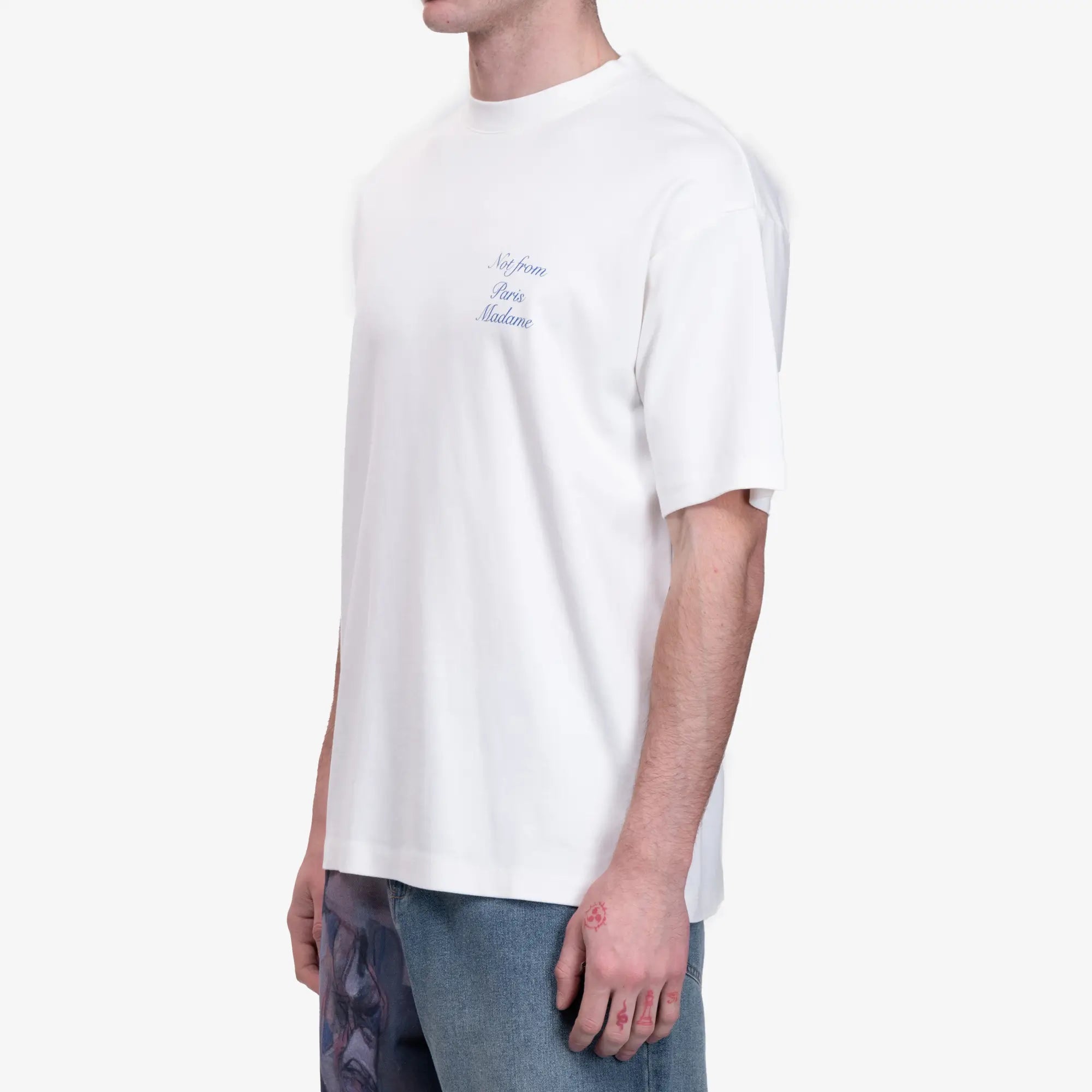 Drôle de Monsieur Le T-Shirt Slogan Cursive Off White - 3