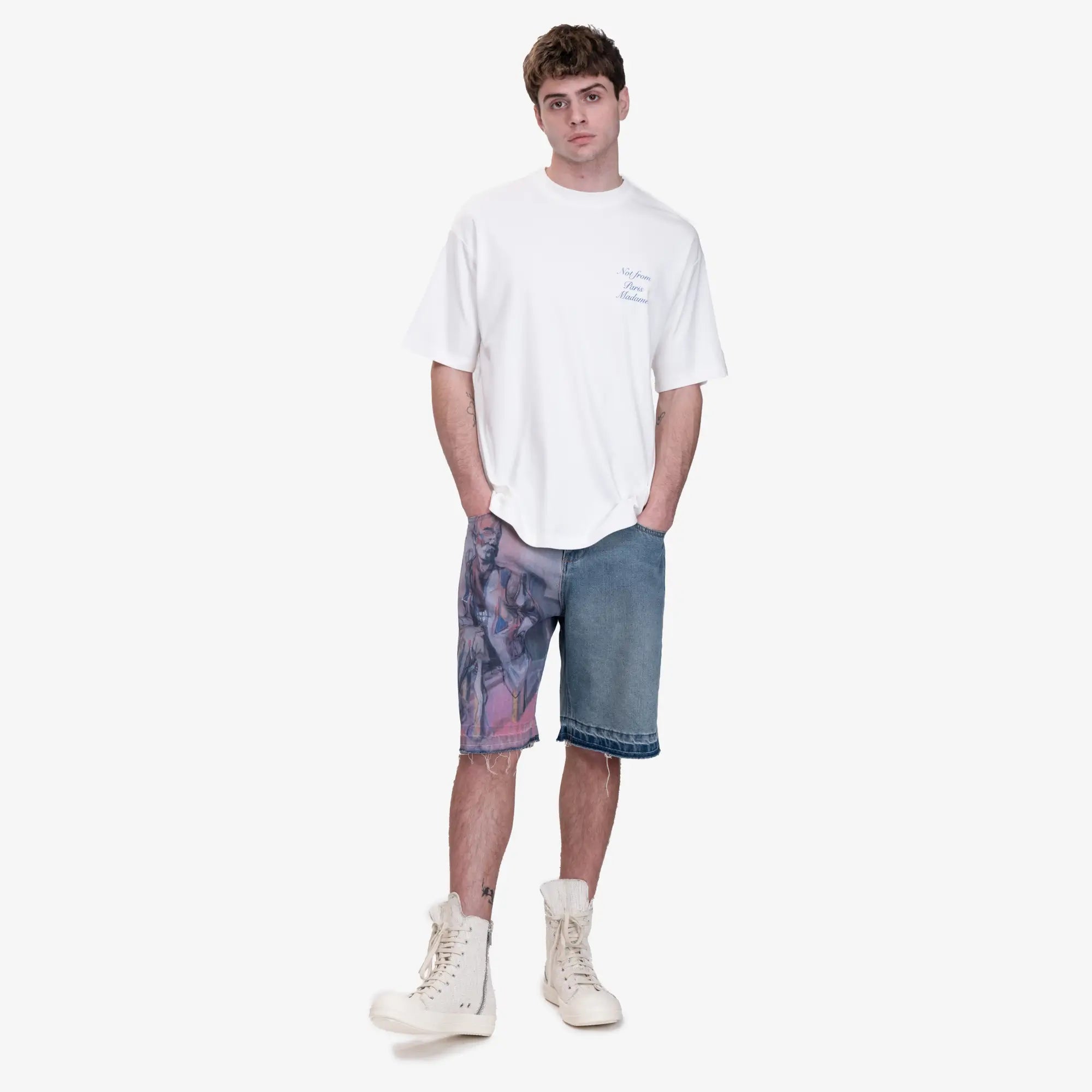 Drôle de Monsieur Le T-Shirt Slogan Cursive Off White - 2