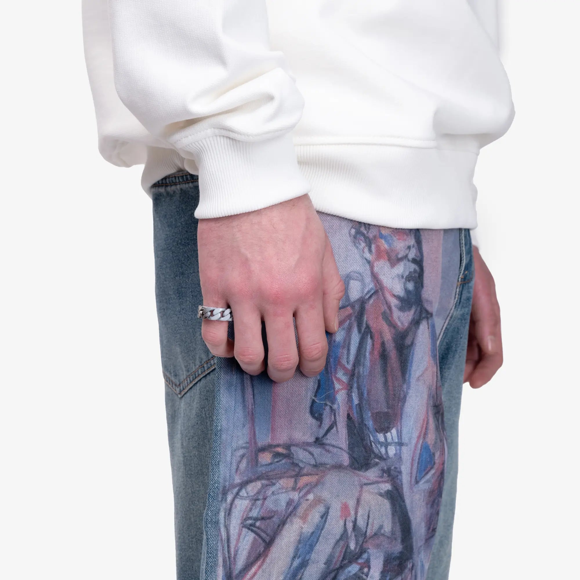 MM6 Minimal Logo Curb Ring Silver - 2