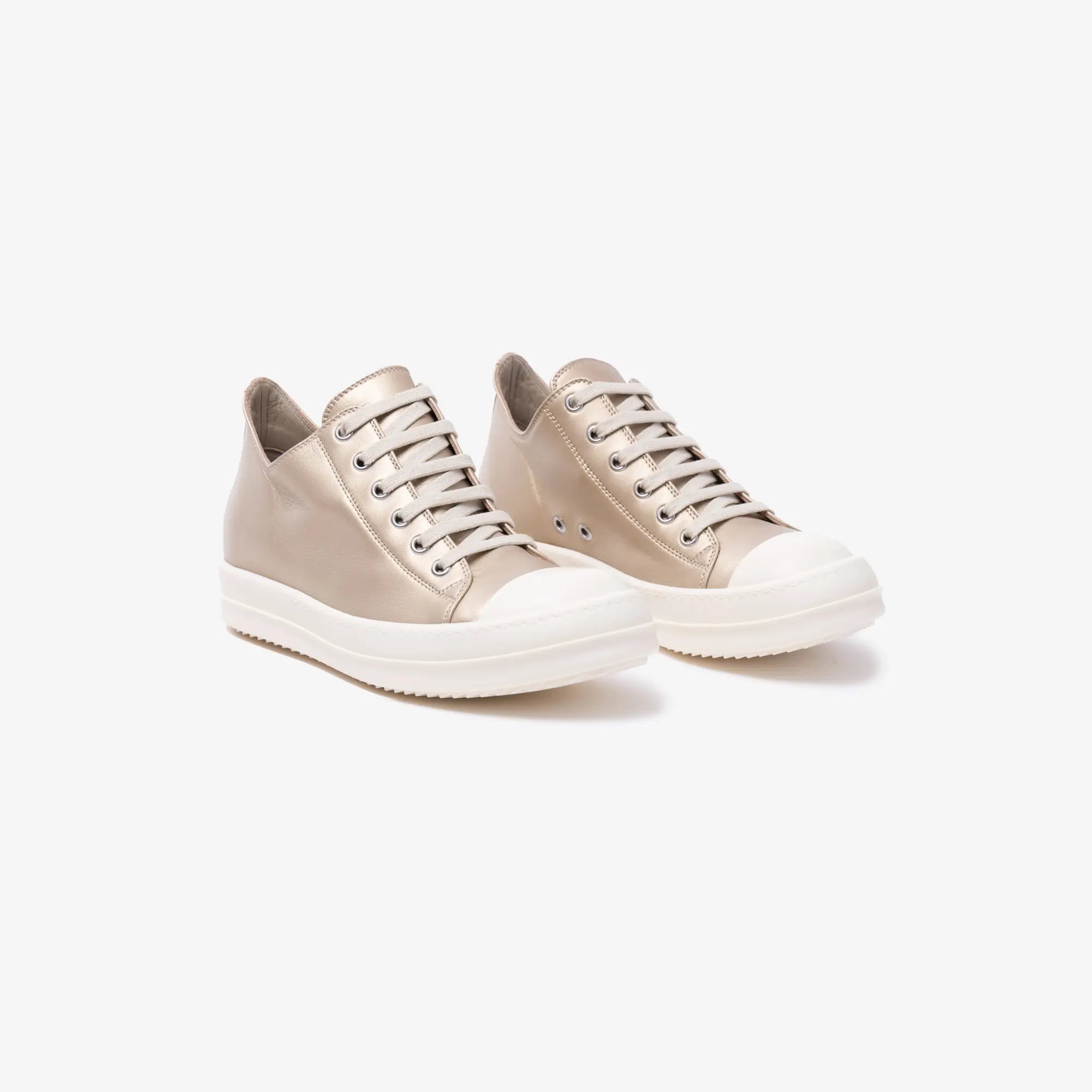 Rick Owens Womens Low - Top Leather Sneakers Gold - 1