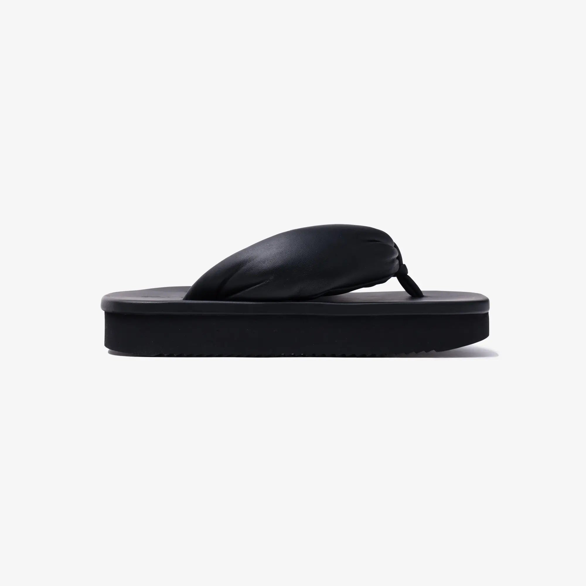 Rick Owens Womens Leather Padded Flip Flops Black - 3