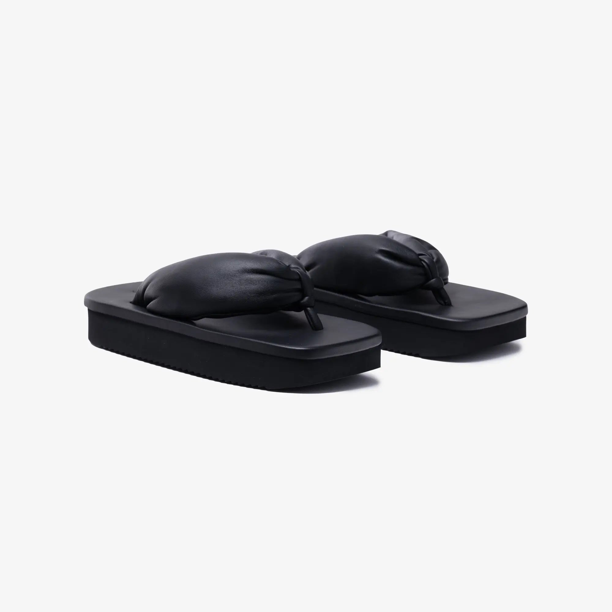 Rick Owens Womens Leather Padded Flip Flops Black - 1