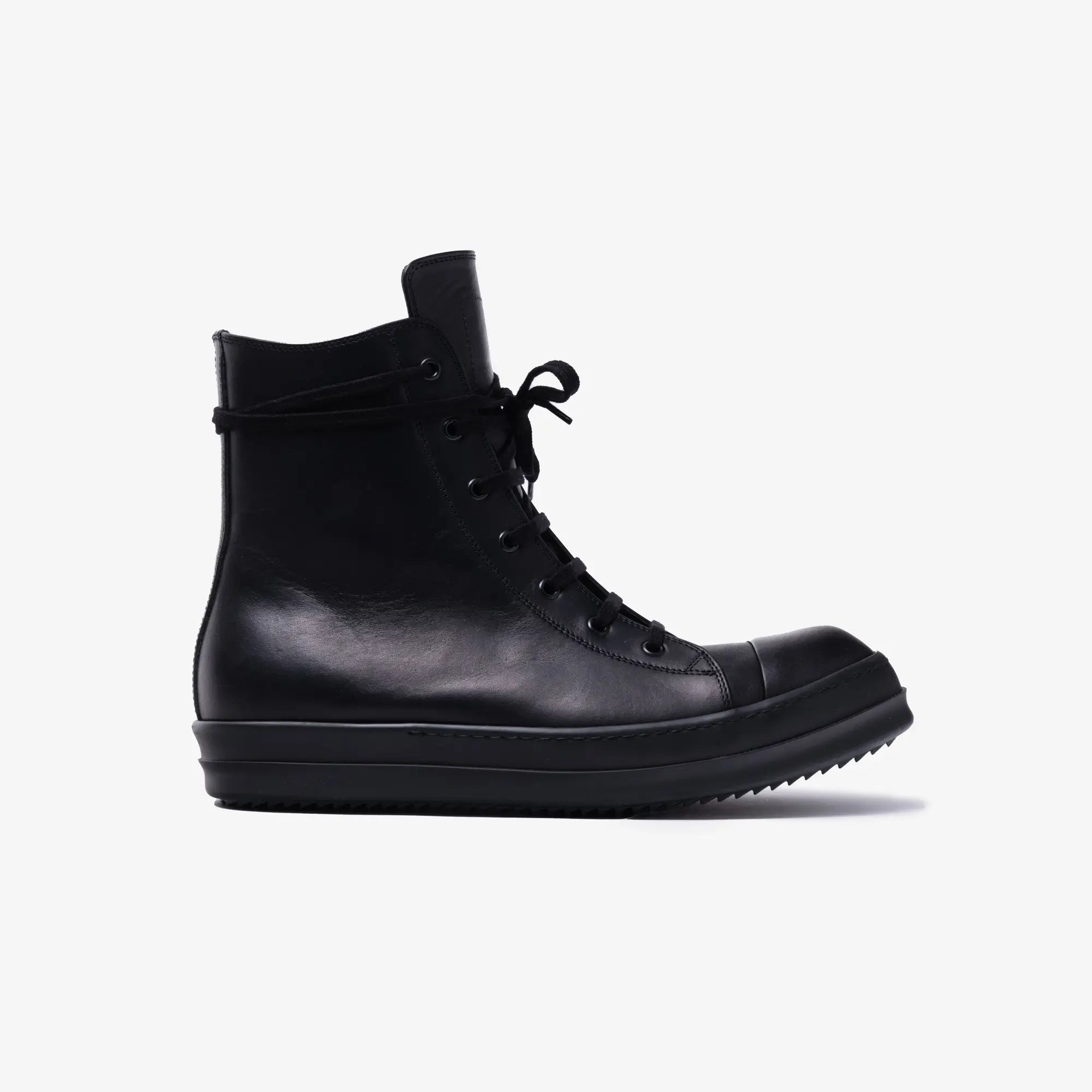 Rick Owens High - Top Leather Sneakers Black/Black/Black - 3
