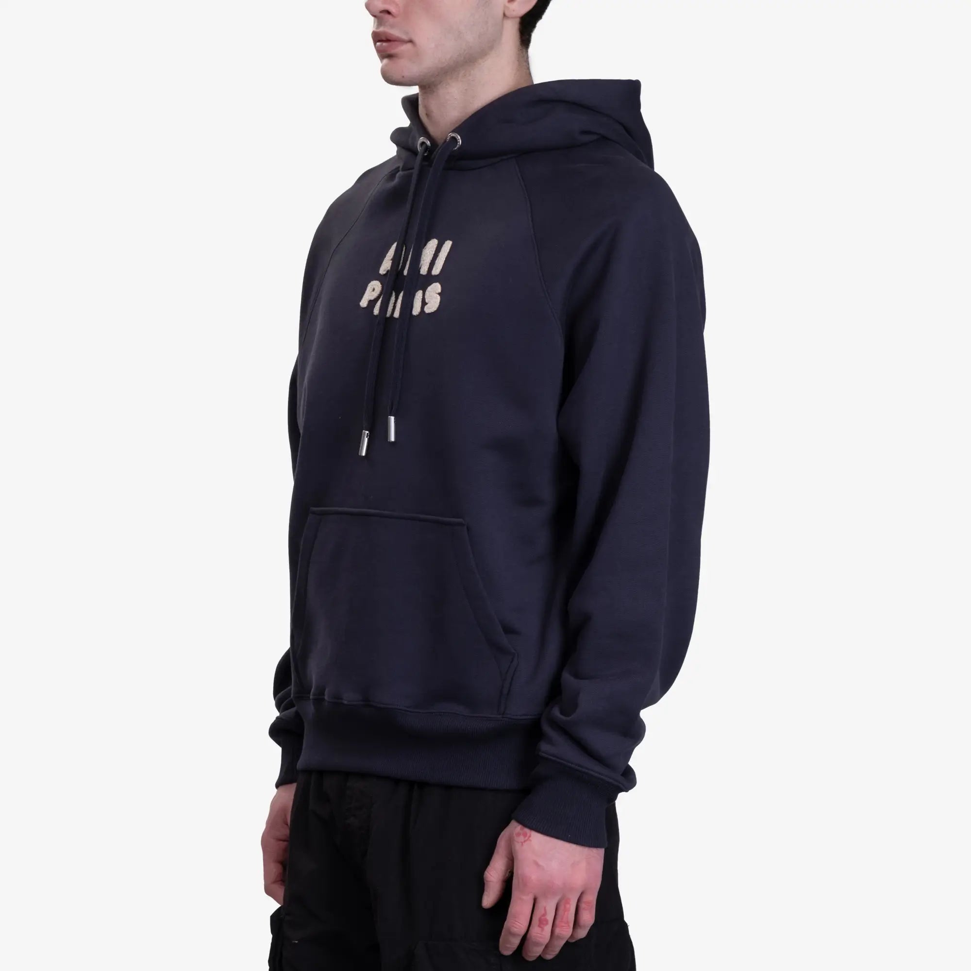 AMI Ami Paris Patch Hoody Navy - 3