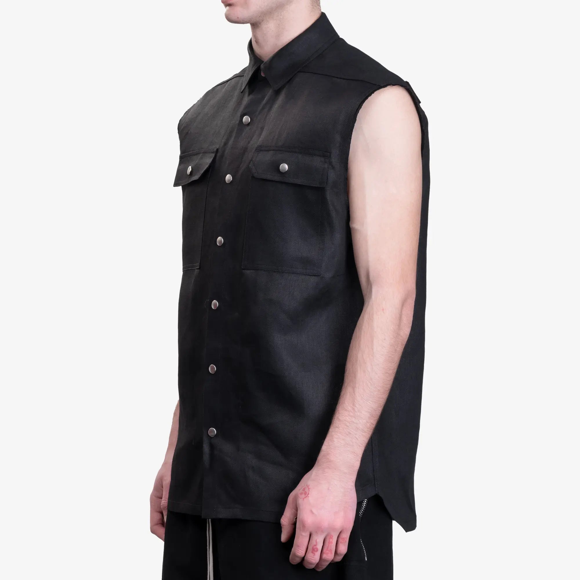 Rick Owens Sleeveless Jumbo Outershirt Black - 3