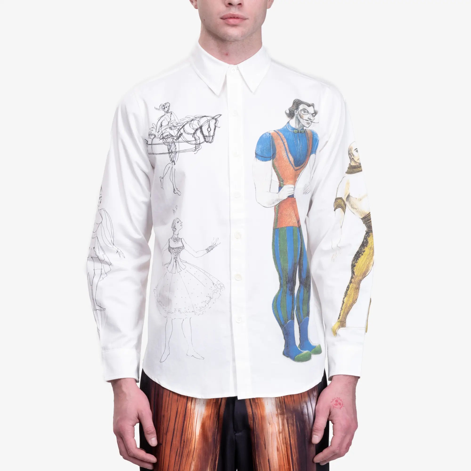 KidSuper Cirque Doodles Button Up Shirt White - 1