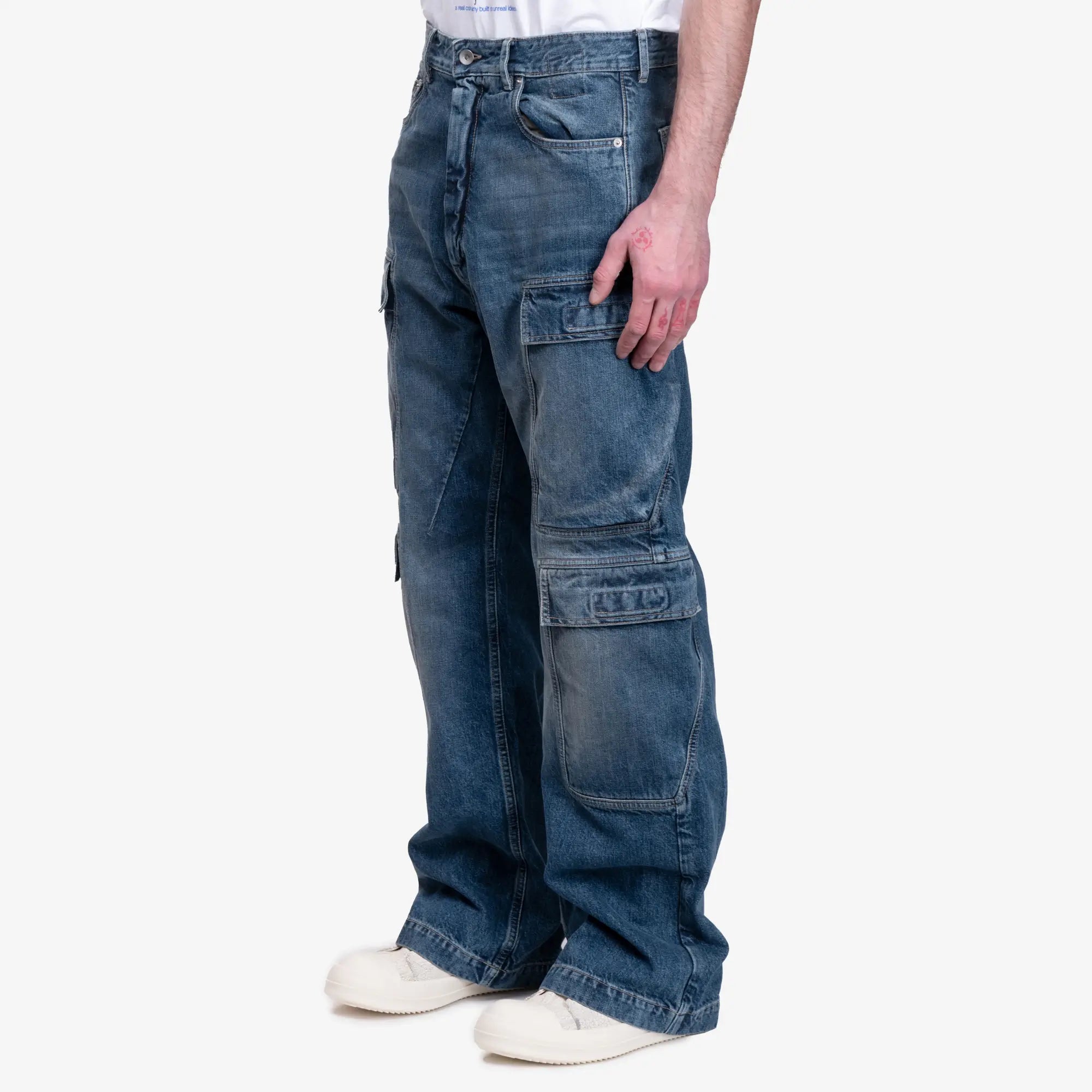 Rick Owens DRKSHDW Double Cargo Jeans Washed Indigo - 3