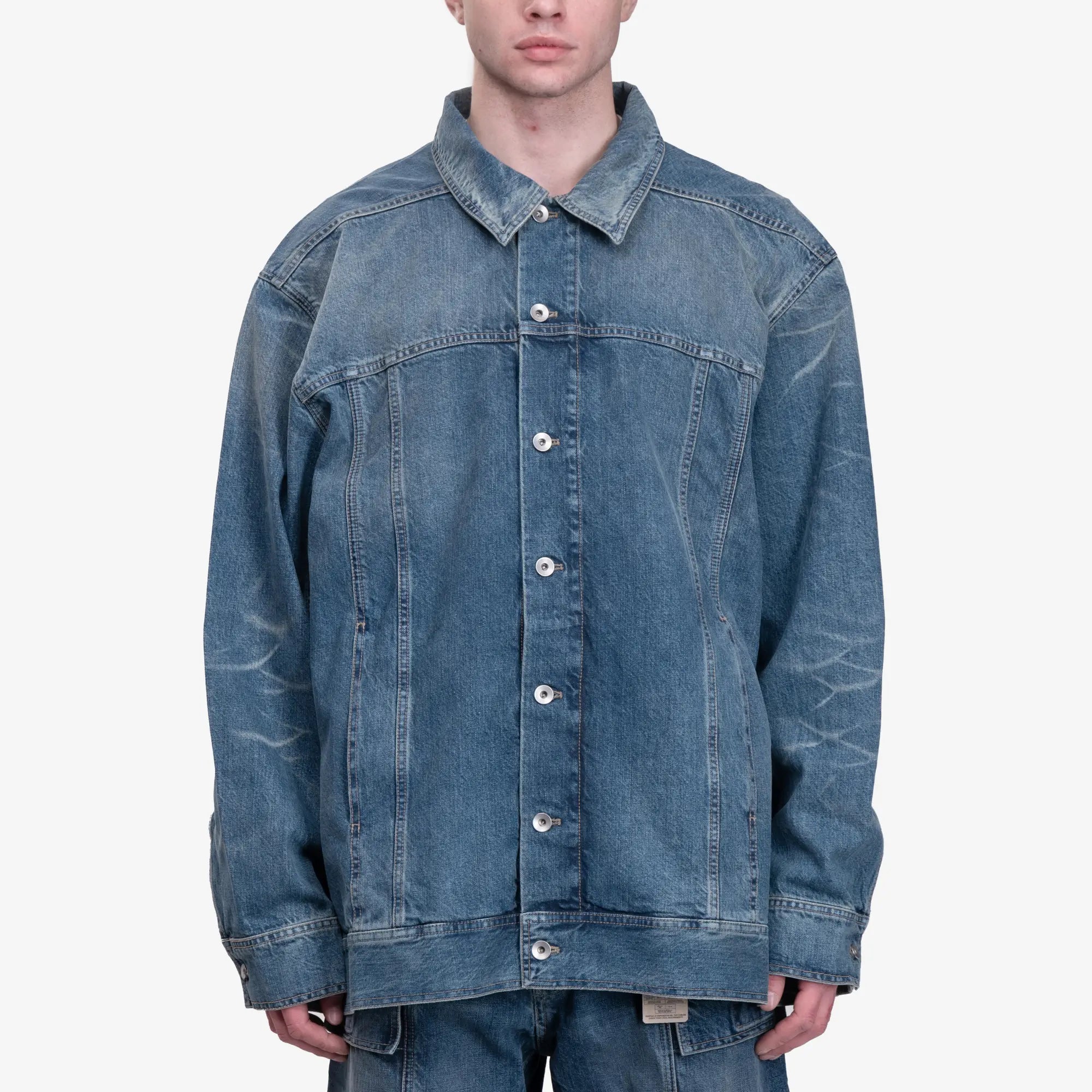 Rick Owens DRKSHDW Jumbo Worker Jacket Washed Indigo - 1