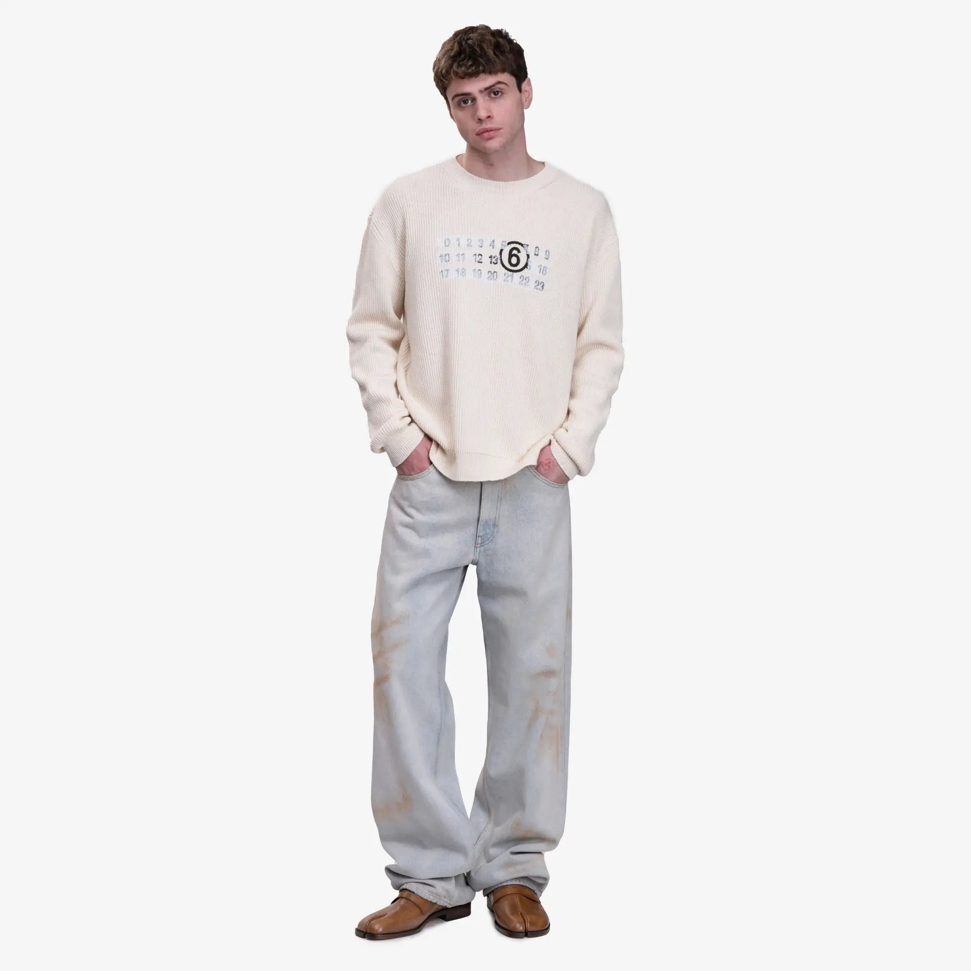 MM6 Smear Logo Sweater Cream - 2