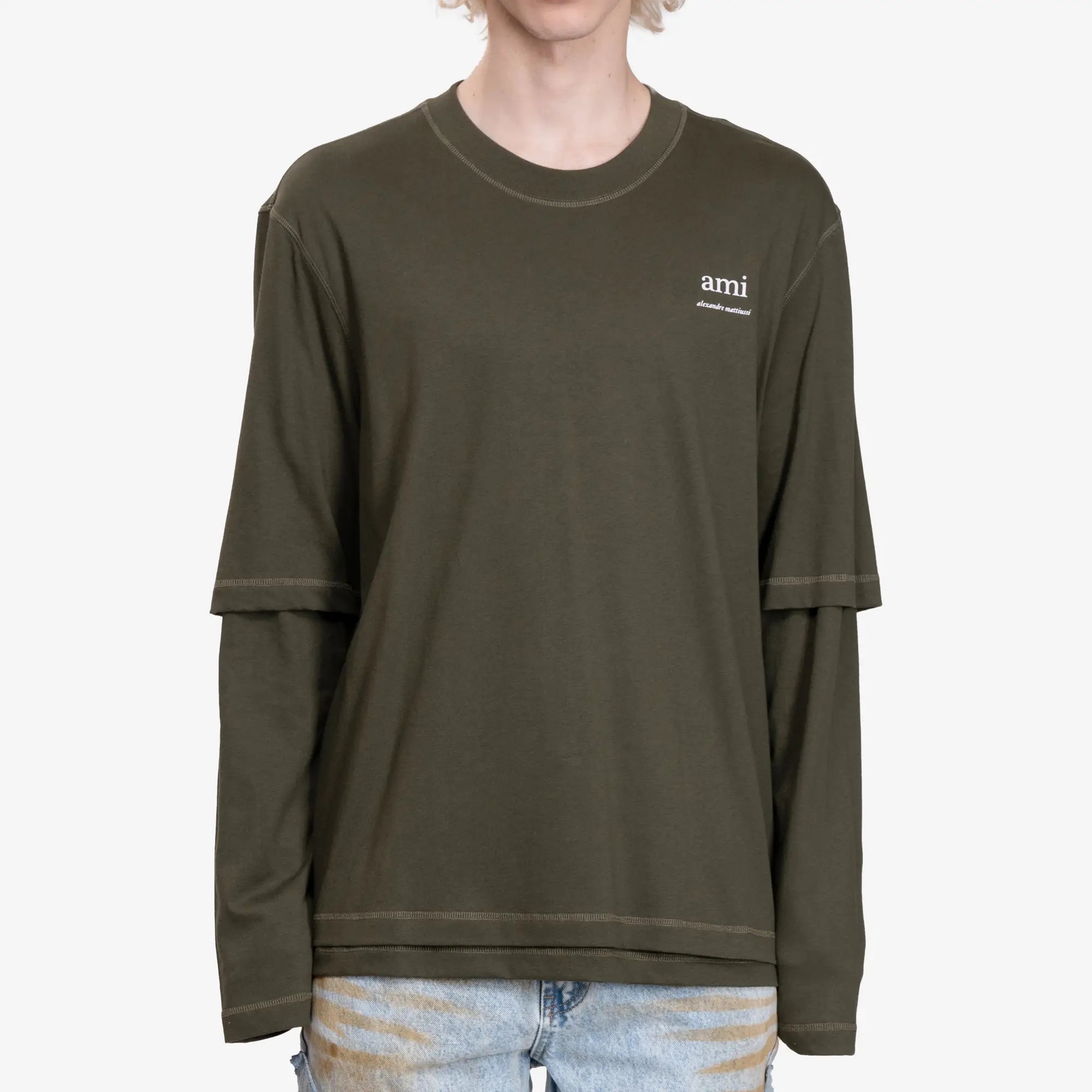 AMI Ami Alexandre Mattiussi LS T-Shirt Loden - 1