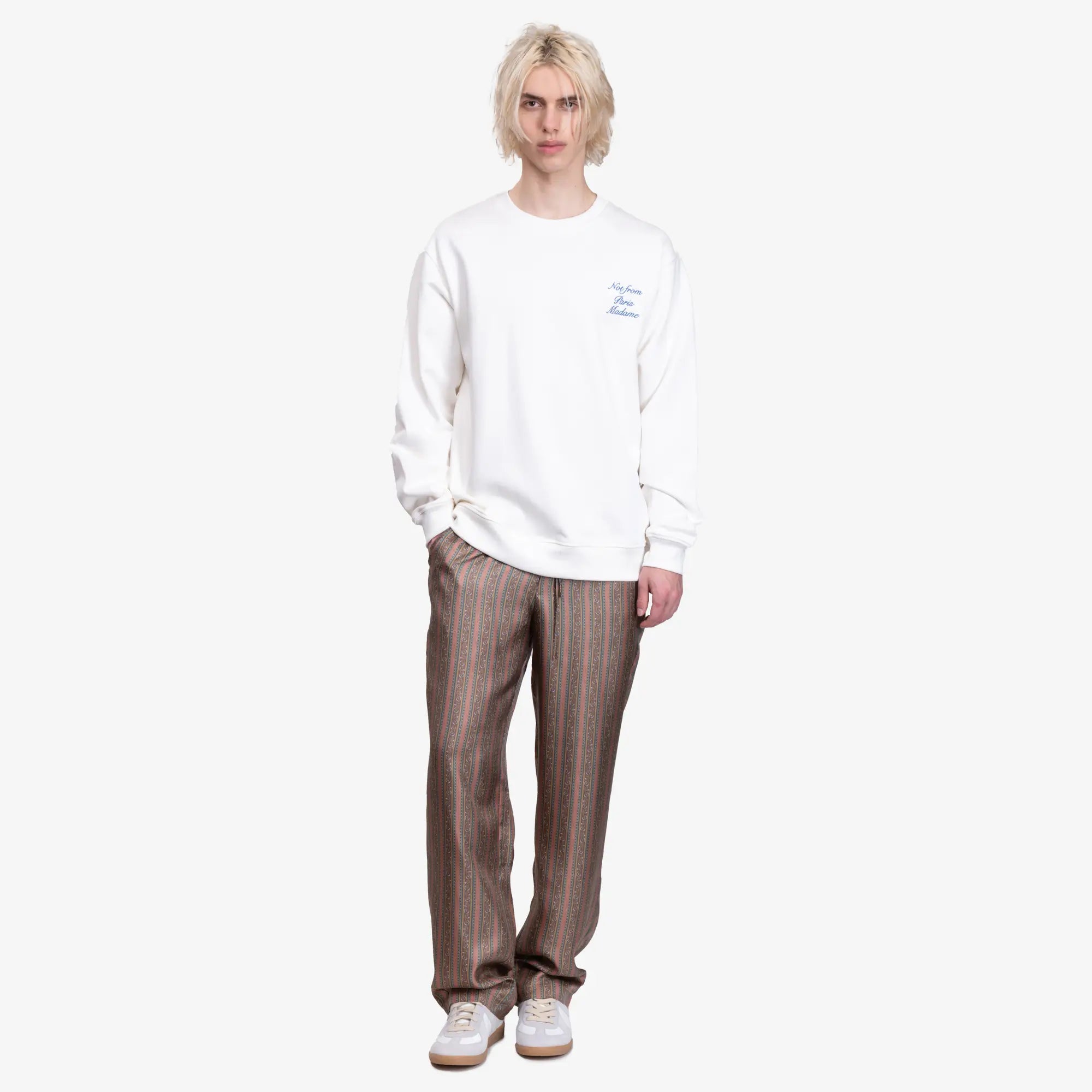 Drôle de Monsieur Le Pantalon Rayure Fleuries Beige - 2