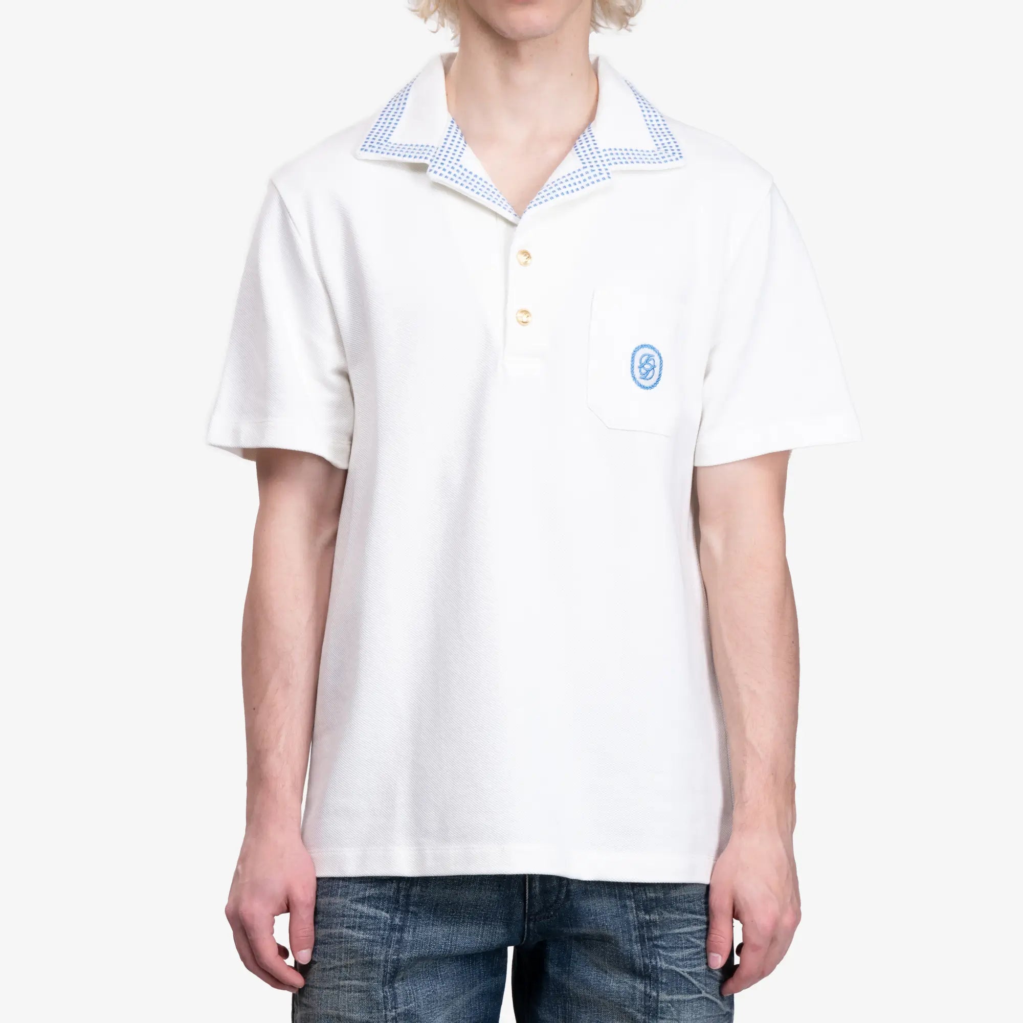 Drôle de Monsieur Le Polo Pique Damier Off White - 1