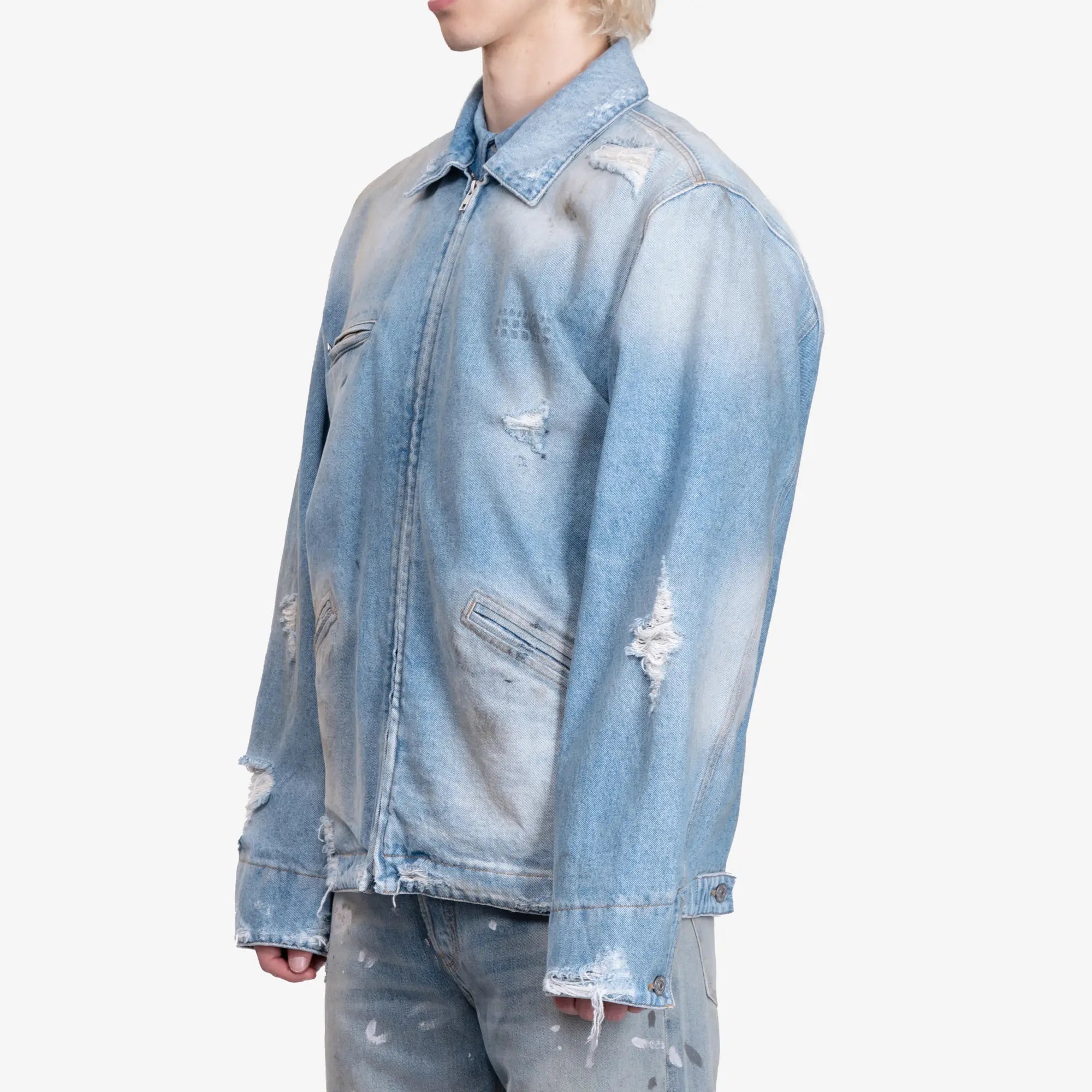 MM6 Distressed Work Jacket Medium Blue - 3