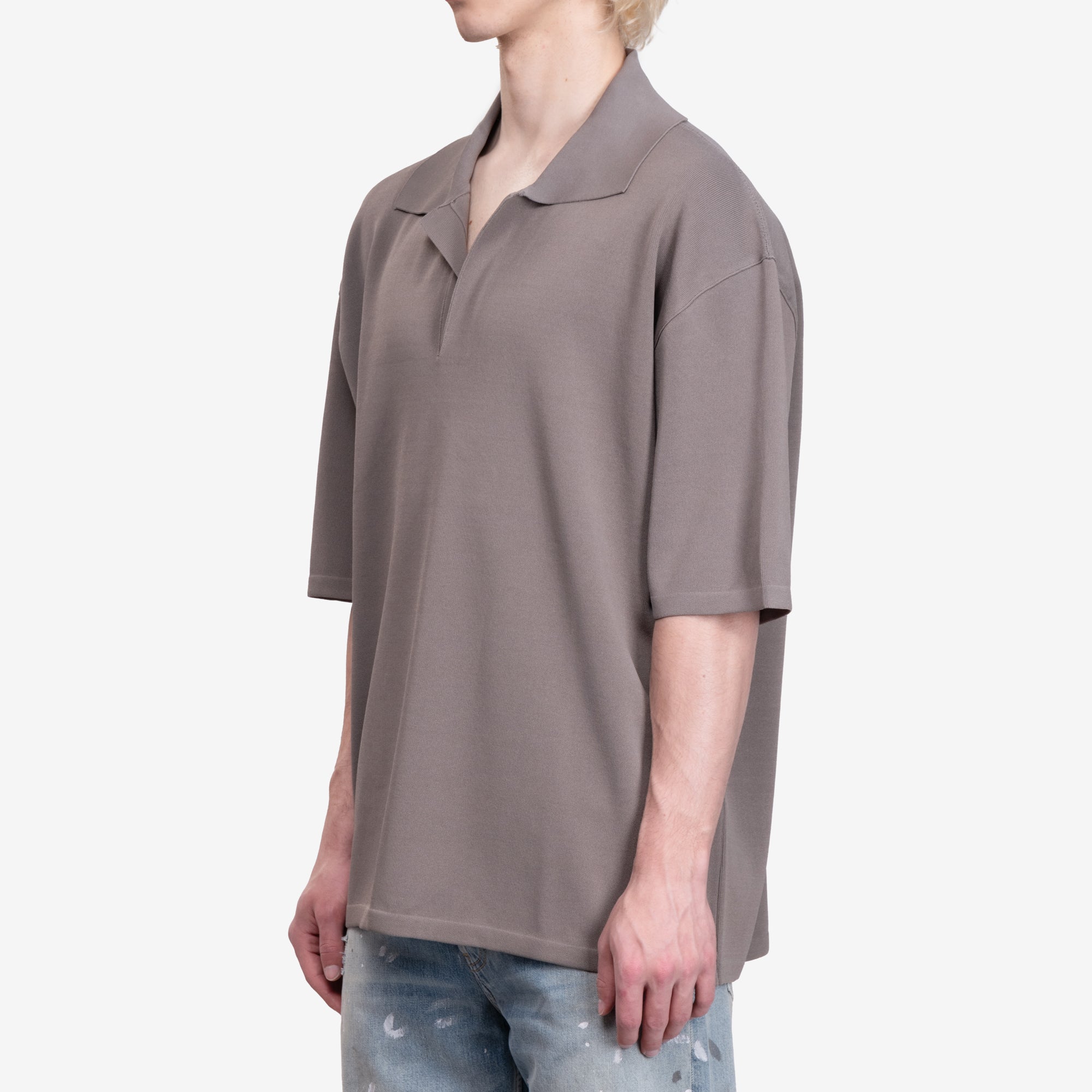 AMI Short Sleeve Polo Smoke Grey - 3
