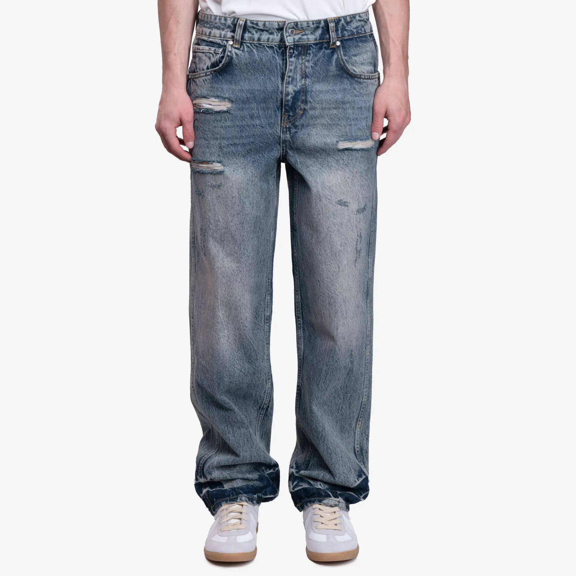 Represent R3 Distressed Baggy Jeans Blue Cream - 1